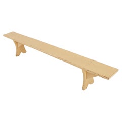Banc rustique en bois beige fabriqué à la main, France, années 1900
