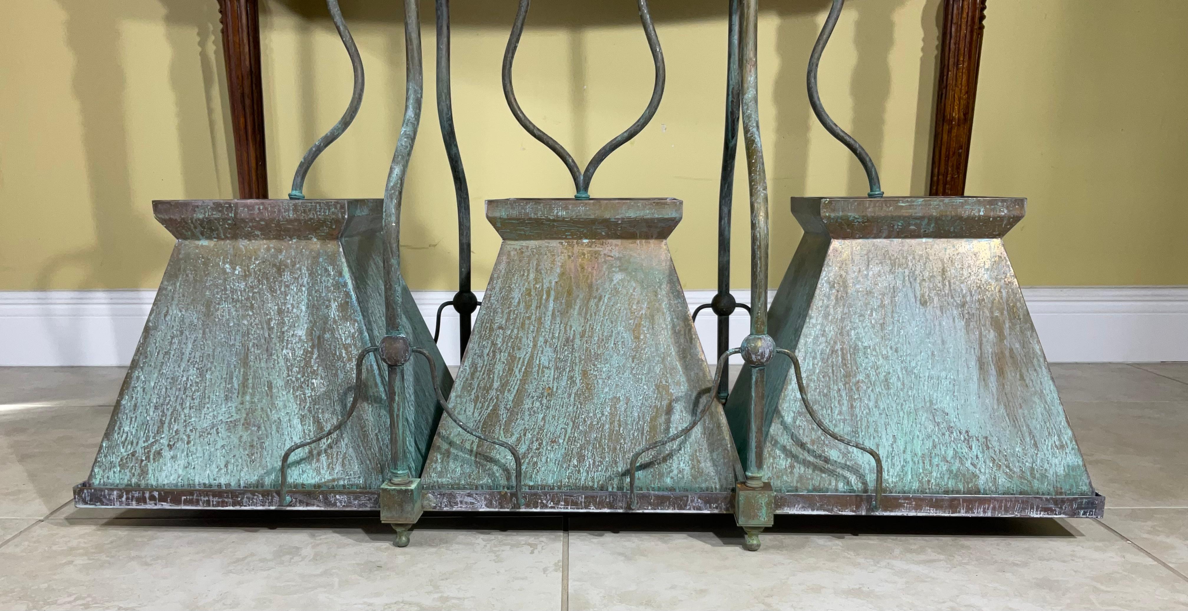 Rustic Hand Crafted Kitchen Island or Billiard Room Light In Good Condition For Sale In Delray Beach, FL