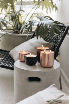 Rustic Hand-Hammered Medium Black Ink Copper Candle