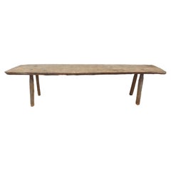 Rustic Hand-Hewn Wood Low Console Table or Bench