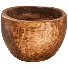Rustic Hand Hewn Wooden Mortar Bowl, Teak, Java, Mid-20th Century