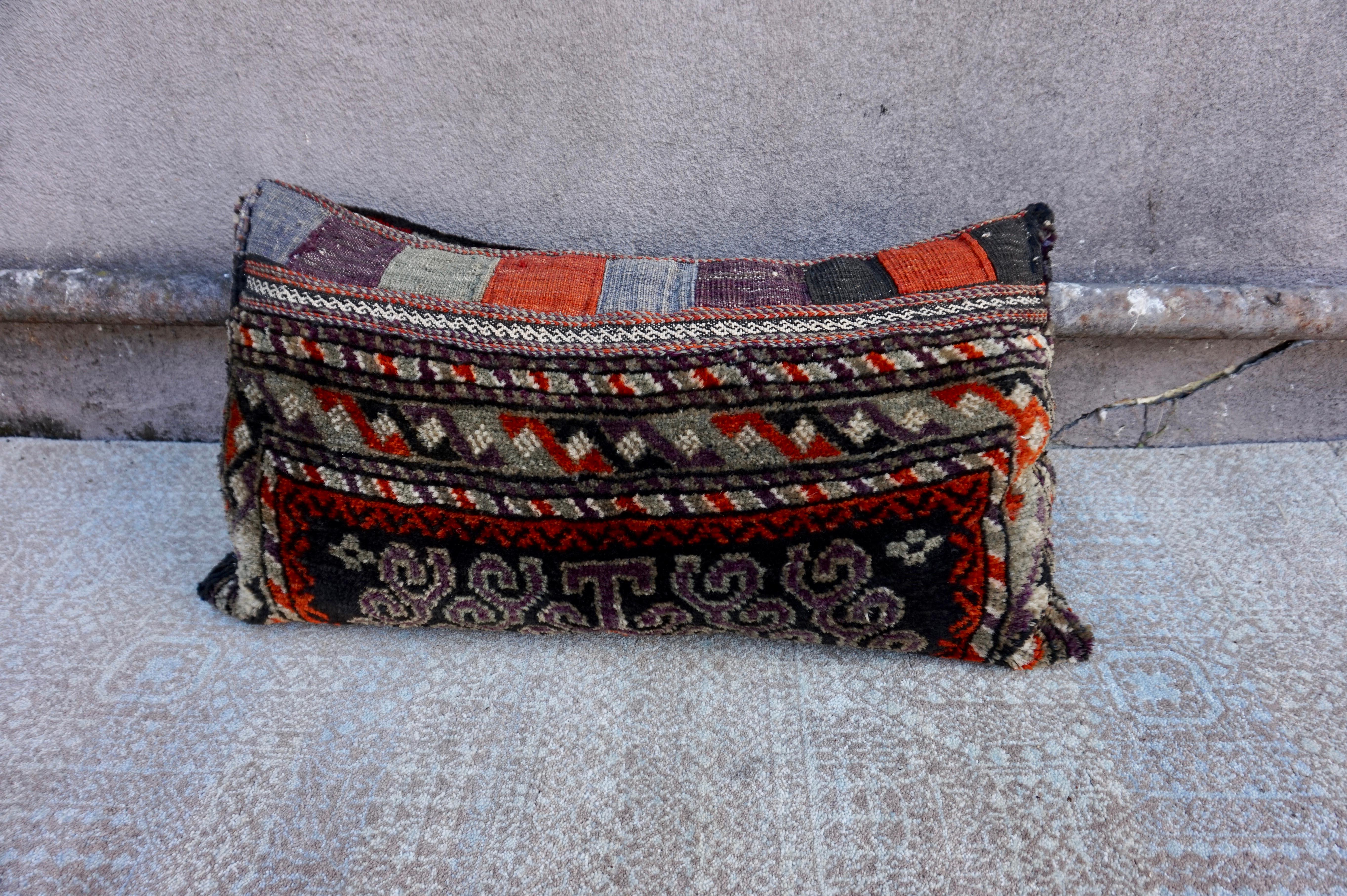 Beautiful semi-antique hand-knotted tribal cushion from Afghanistan. Excellent, warm pattern and inviting feel. A great way to enhance or add splendour to your seating area/decor.
