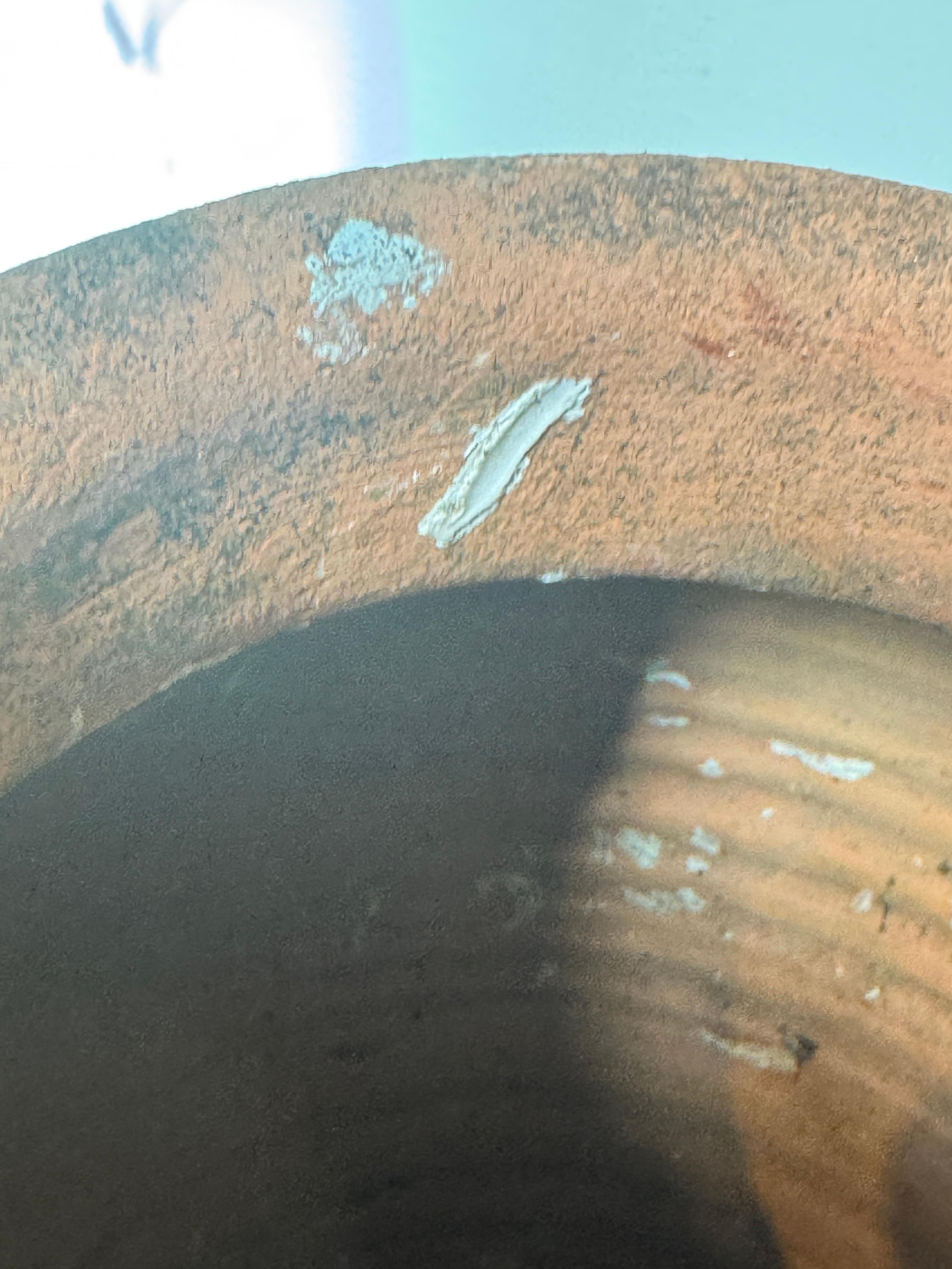 Pot de rangement rustique en terre cuite peint à la main avec motif abstrait vert en vente 2