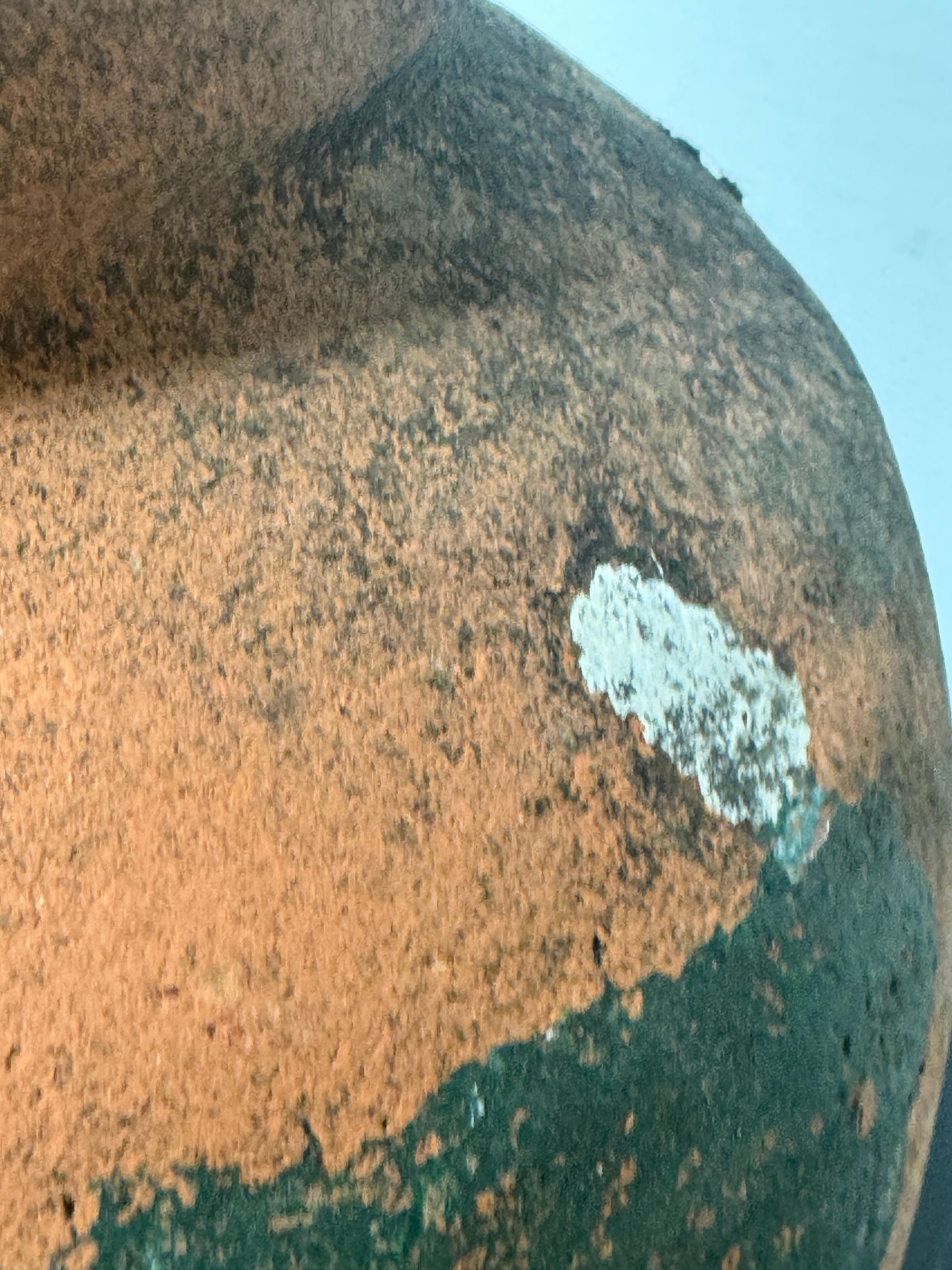 Pot de rangement rustique en terre cuite peint à la main avec motif abstrait vert en vente 3