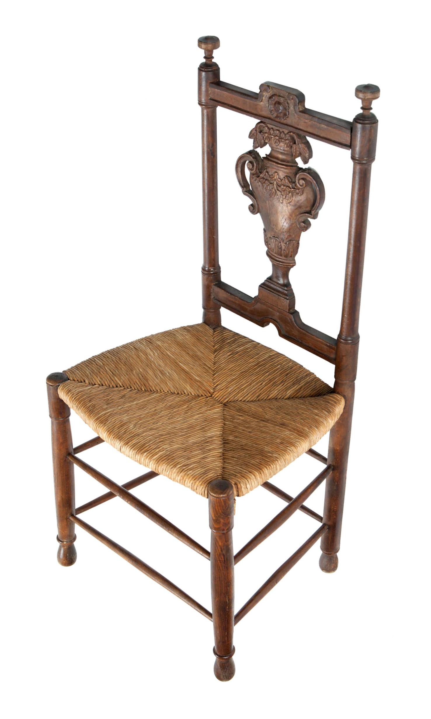 Rustic Handcarved French Dining Chairs/ Rush Seats S/4 5