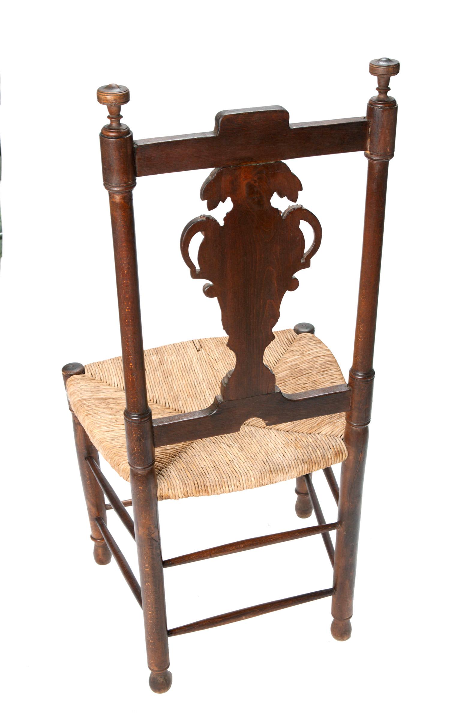 Rustic Handcarved French Dining Chairs/ Rush Seats S/4 7