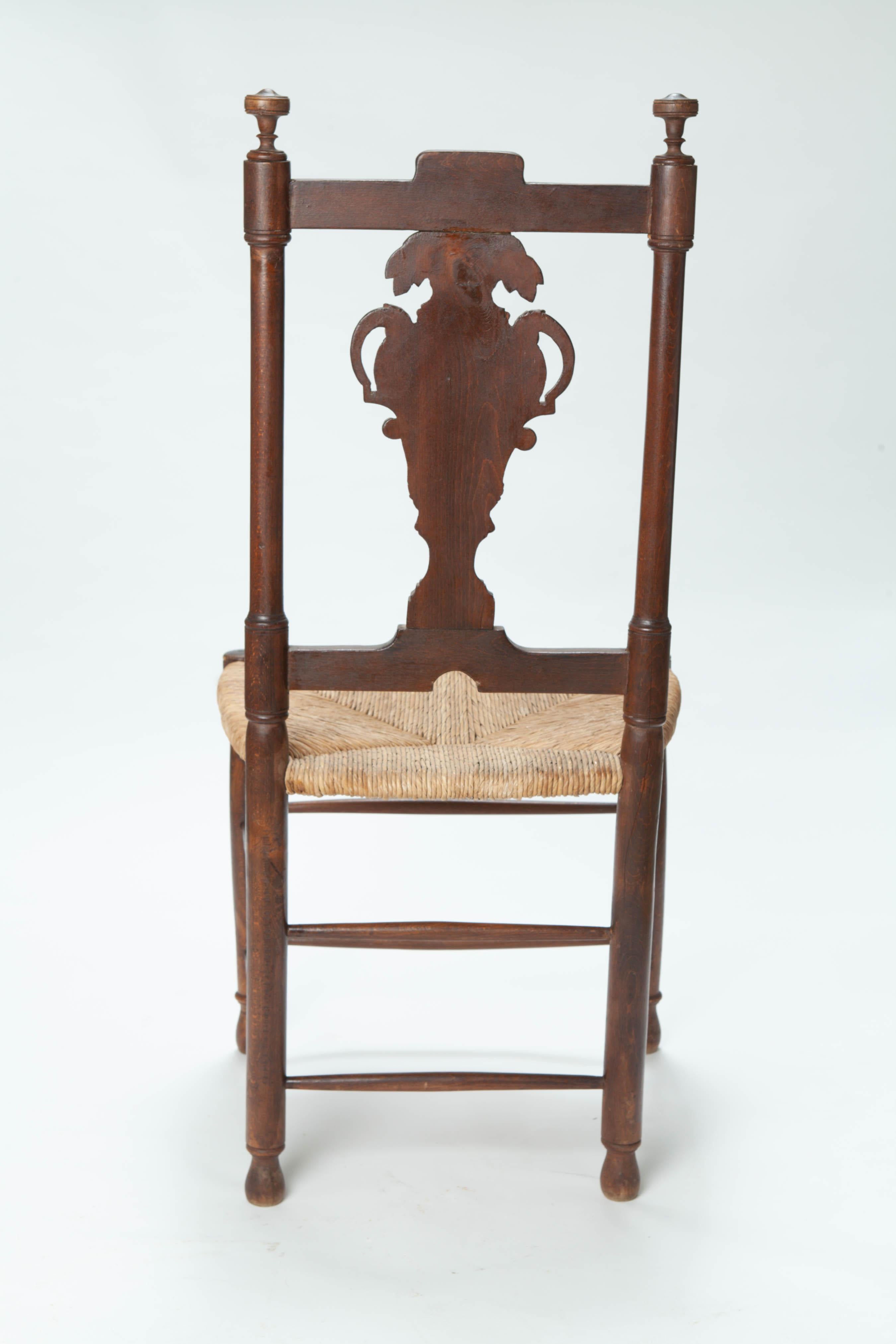 Rustic Handcarved French Dining Chairs/ Rush Seats S/4 12