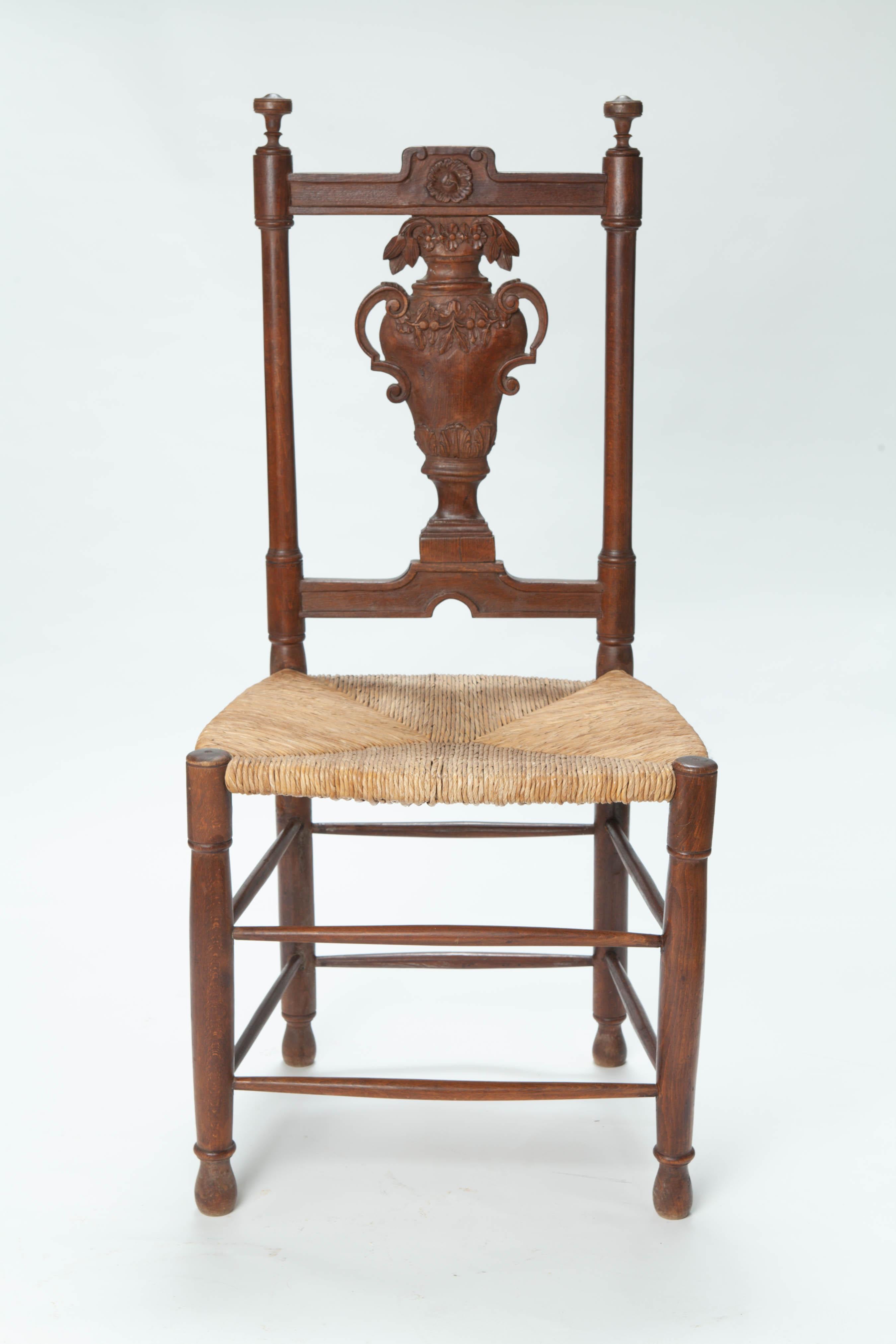 Rustic Handcarved French Dining Chairs/ Rush Seats S/4 13
