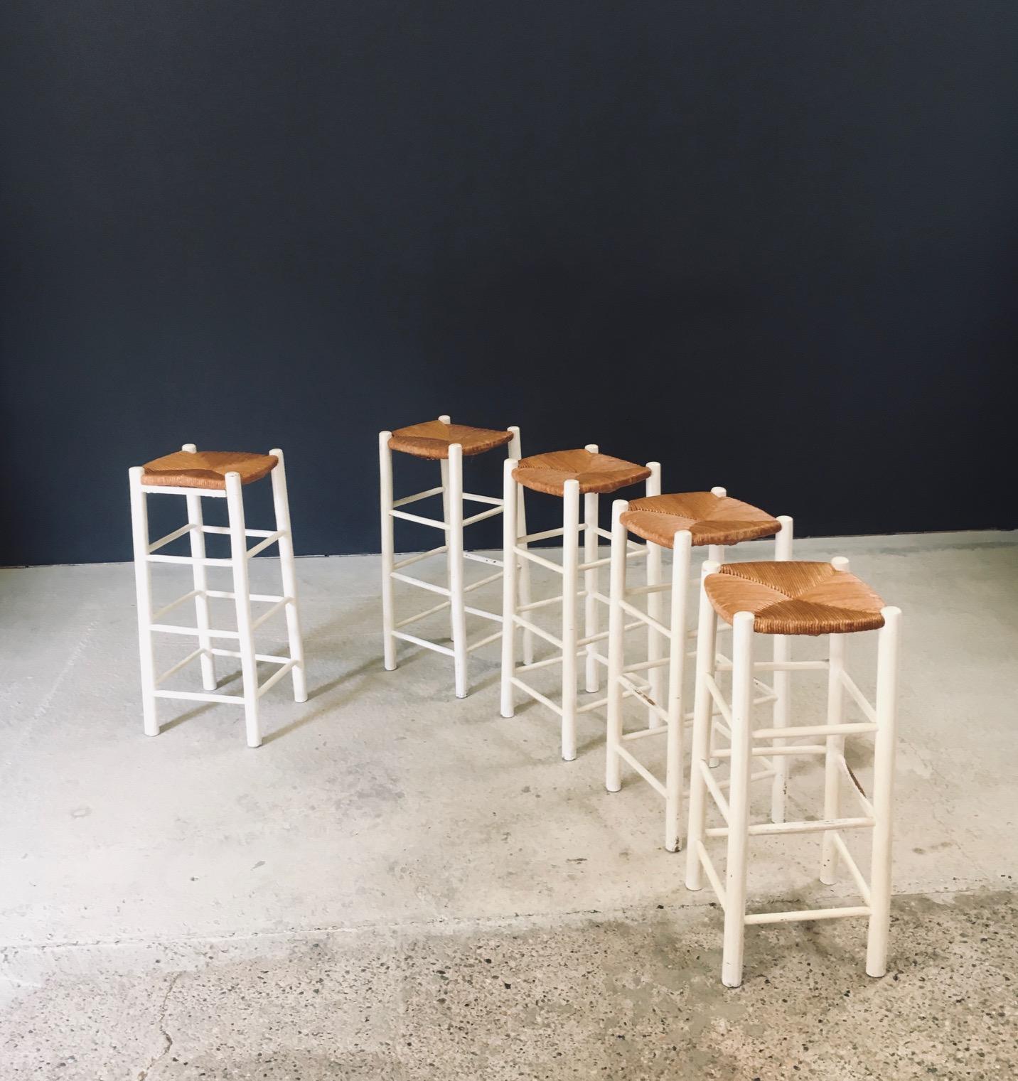 French Provincial Rustic Handcrafted High Stool set, France 1940's For Sale