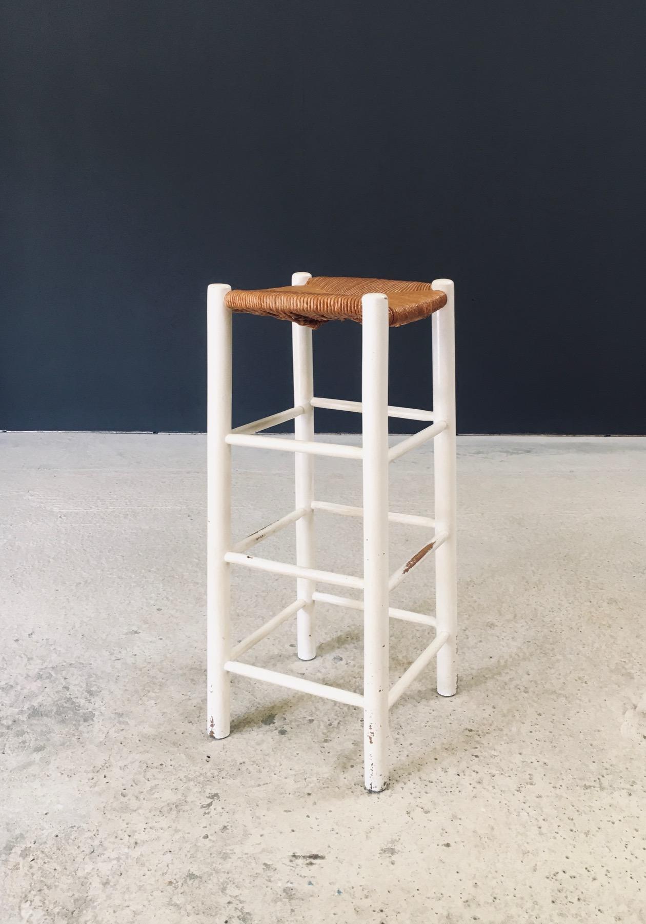 Rush Rustic Handcrafted High Stool set, France 1940's For Sale