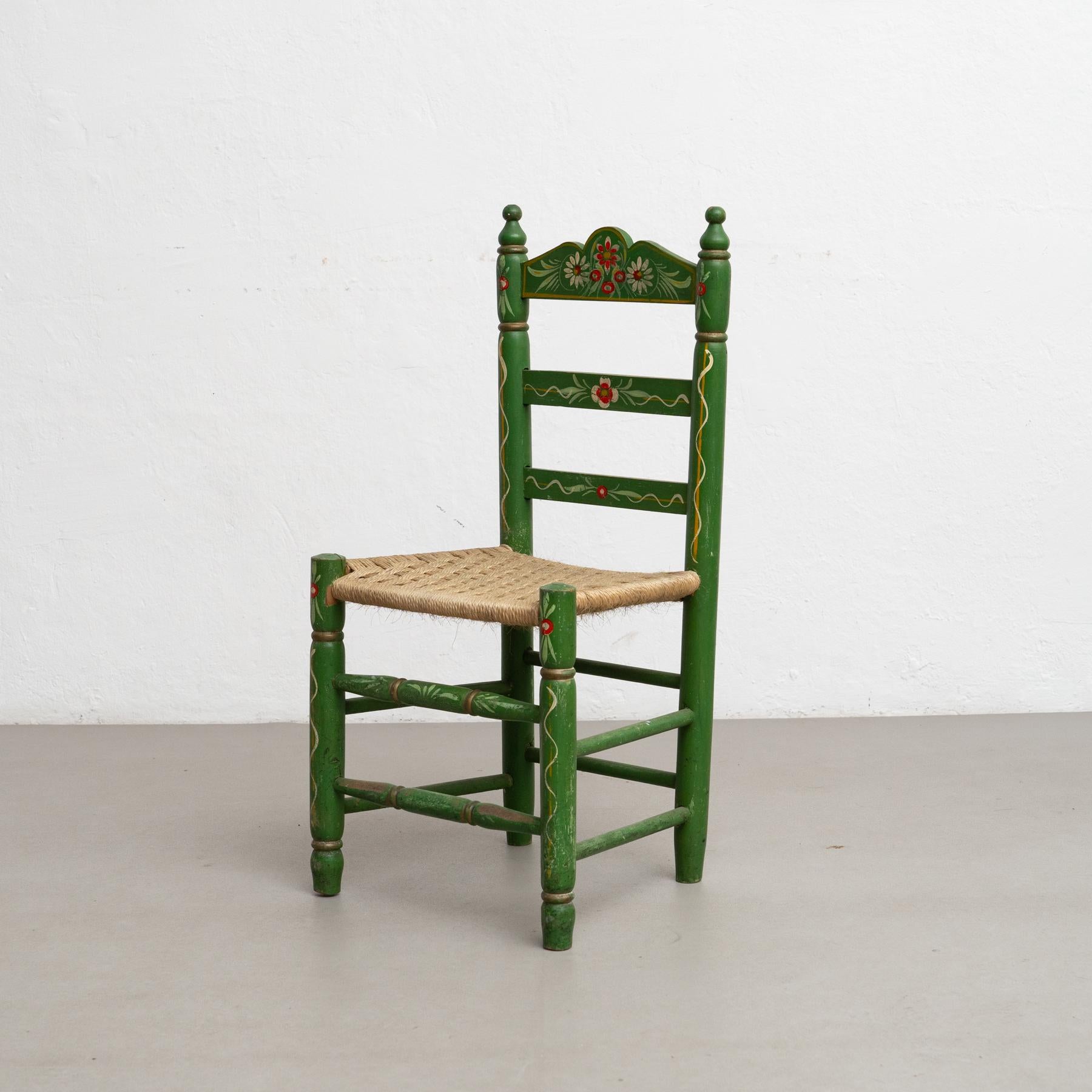 Rustikaler handgefertigter & handbemalter spanischer Stuhl - CIRCA 1940. (Moderne der Mitte des Jahrhunderts) im Angebot