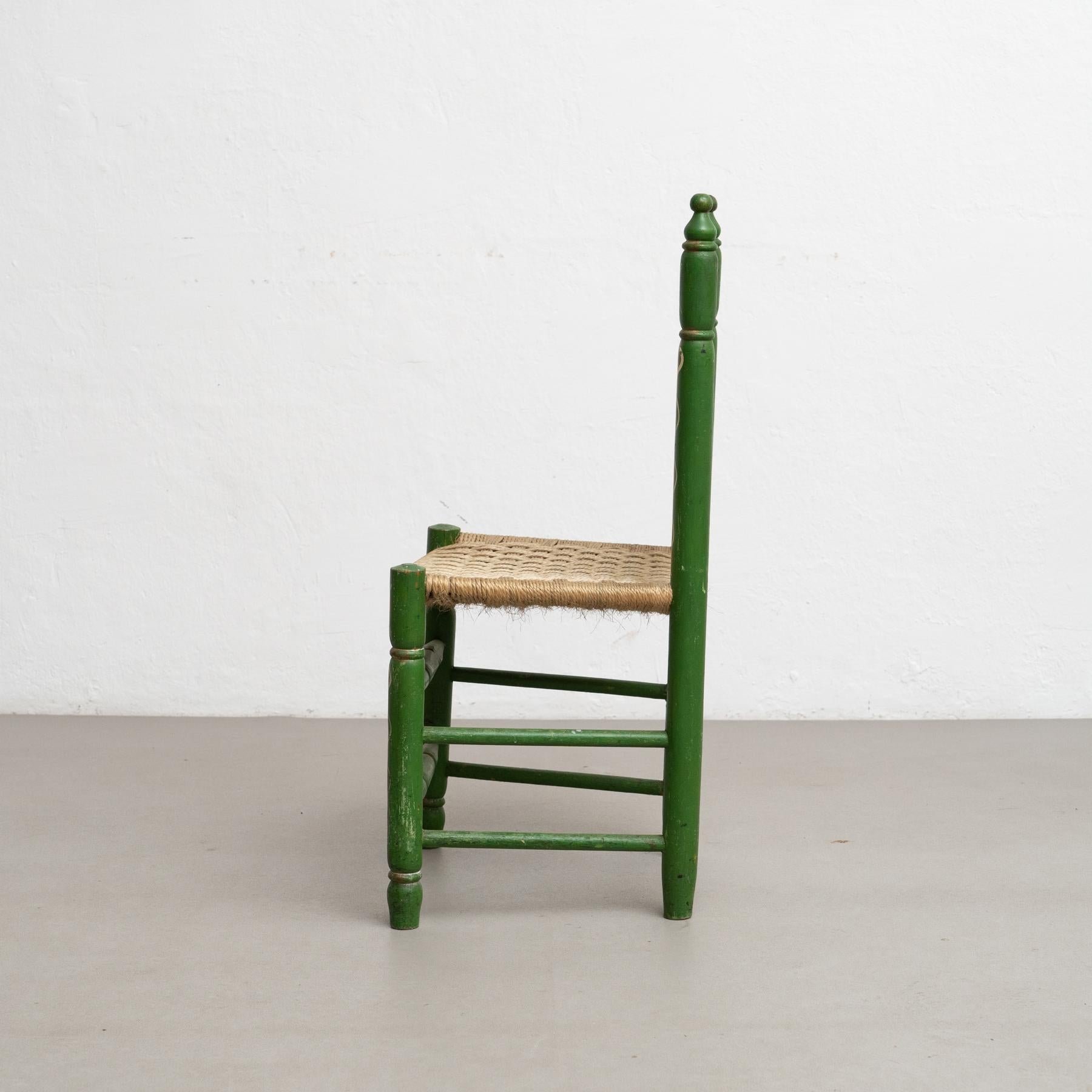 Rustikaler handgefertigter & handbemalter spanischer Stuhl - CIRCA 1940. (Spanisch) im Angebot
