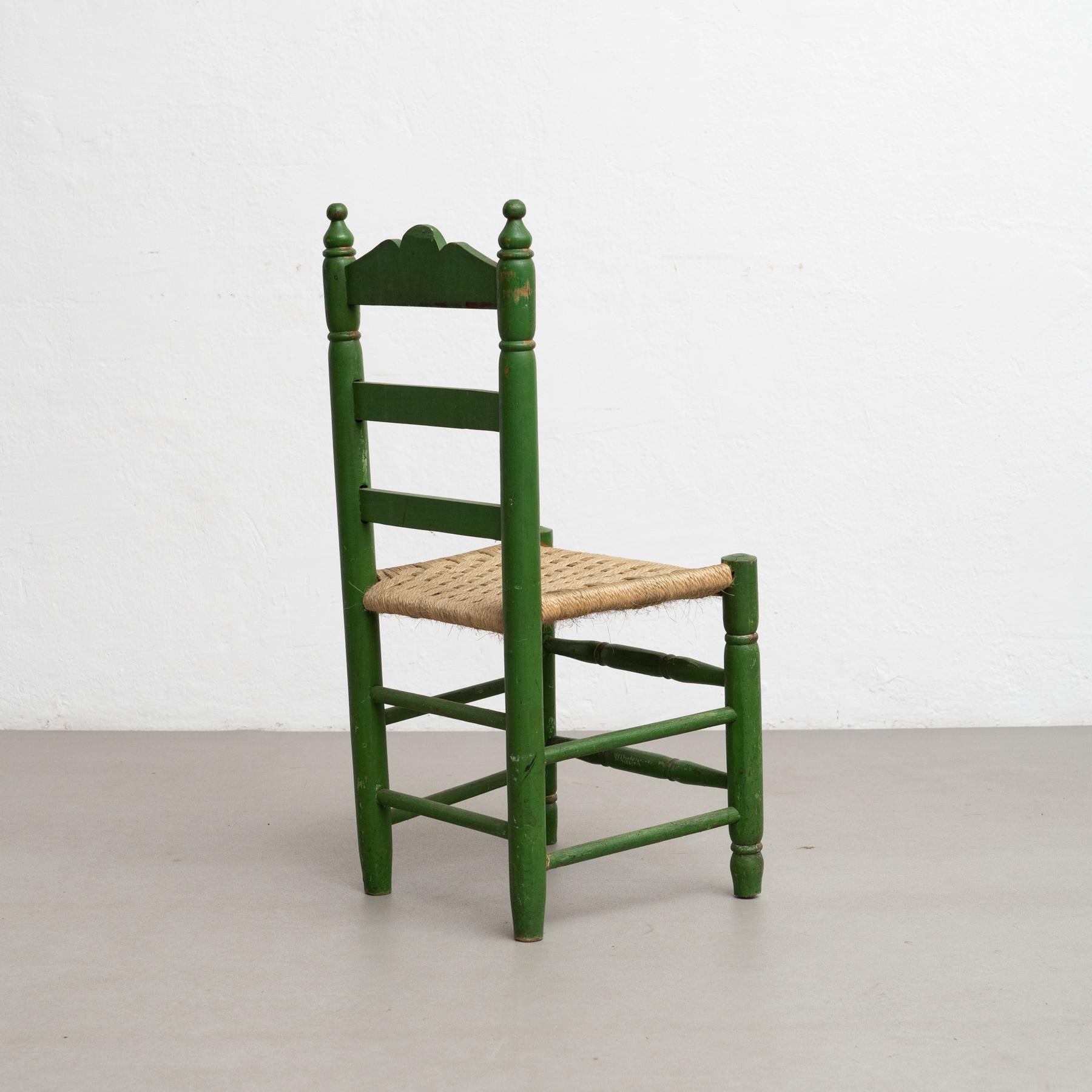 Rustikaler handgefertigter & handbemalter spanischer Stuhl - CIRCA 1940. (Holz) im Angebot