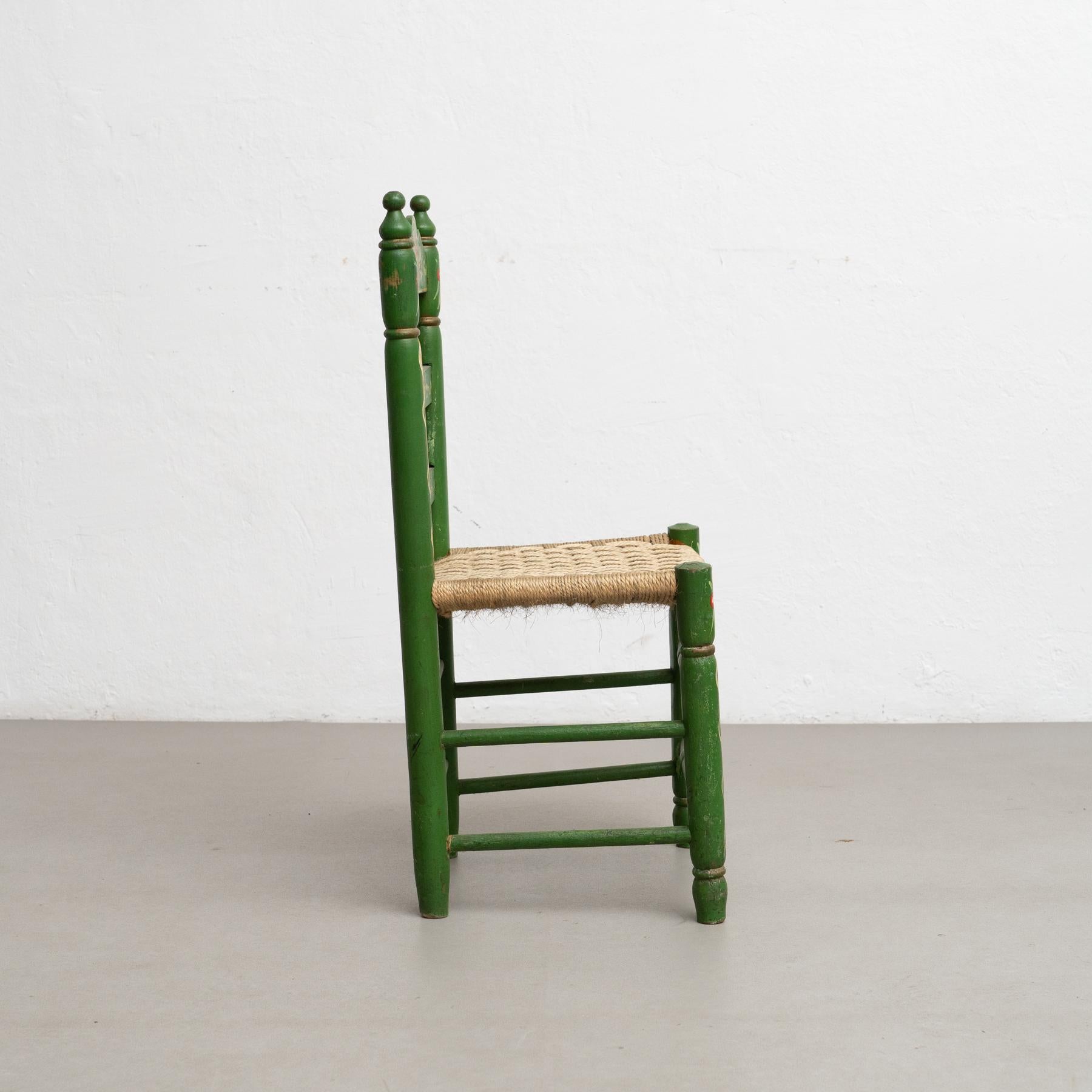 Rustikaler handgefertigter & handbemalter spanischer Stuhl - CIRCA 1940. im Angebot 1