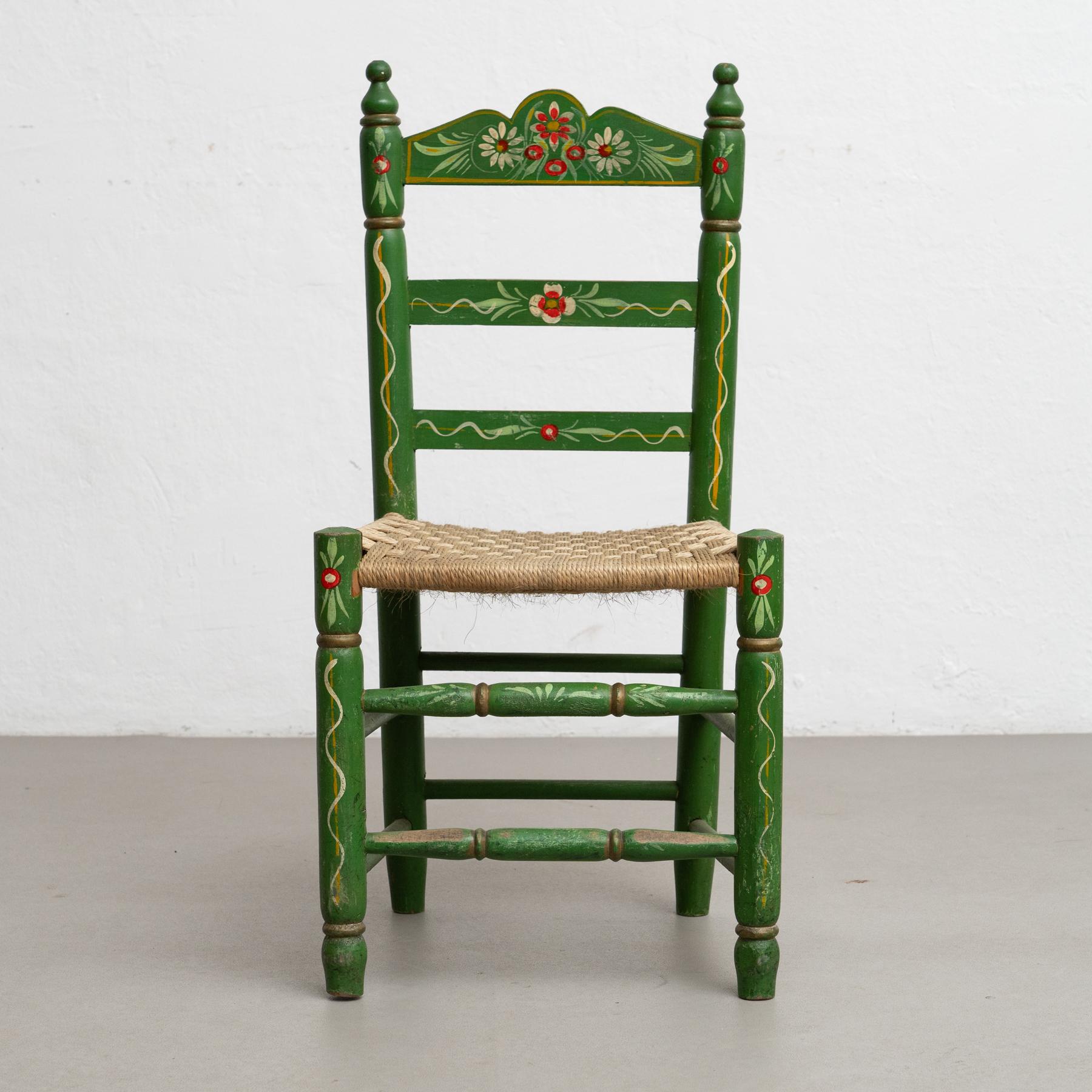 Rustikaler handgefertigter & handbemalter spanischer Stuhl - CIRCA 1940. im Angebot 2