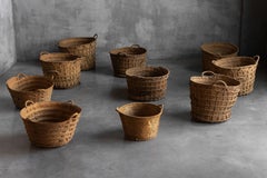 Rustic Handwoven Oversized Baskets, Early 20th Century