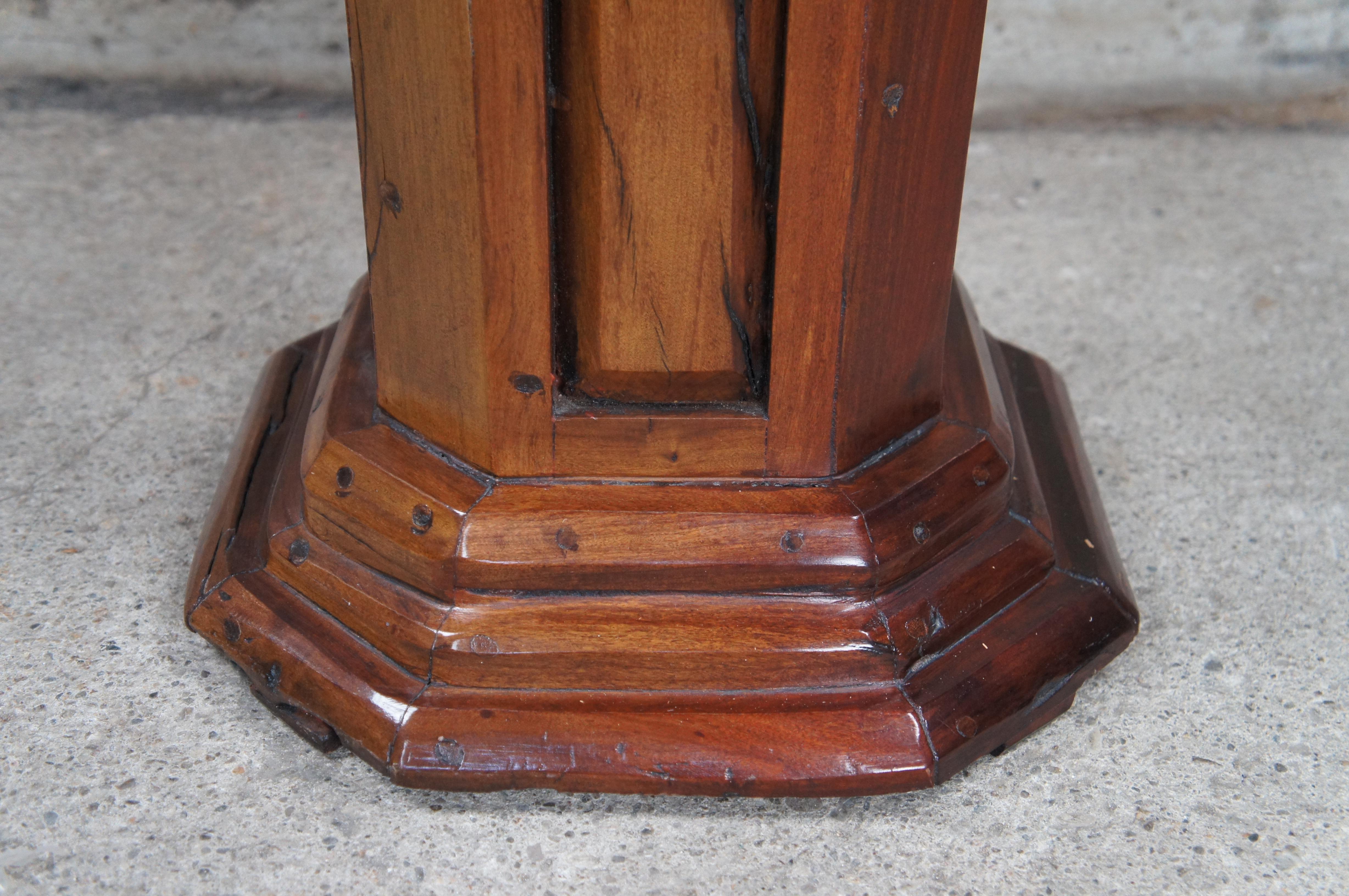 Rustic Hardwood Paneled Sculpture Pedestal Plant Bust Stand Base Column 32