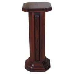 Used Rustic Hardwood Paneled Sculpture Pedestal Plant Bust Stand Base Column 32"