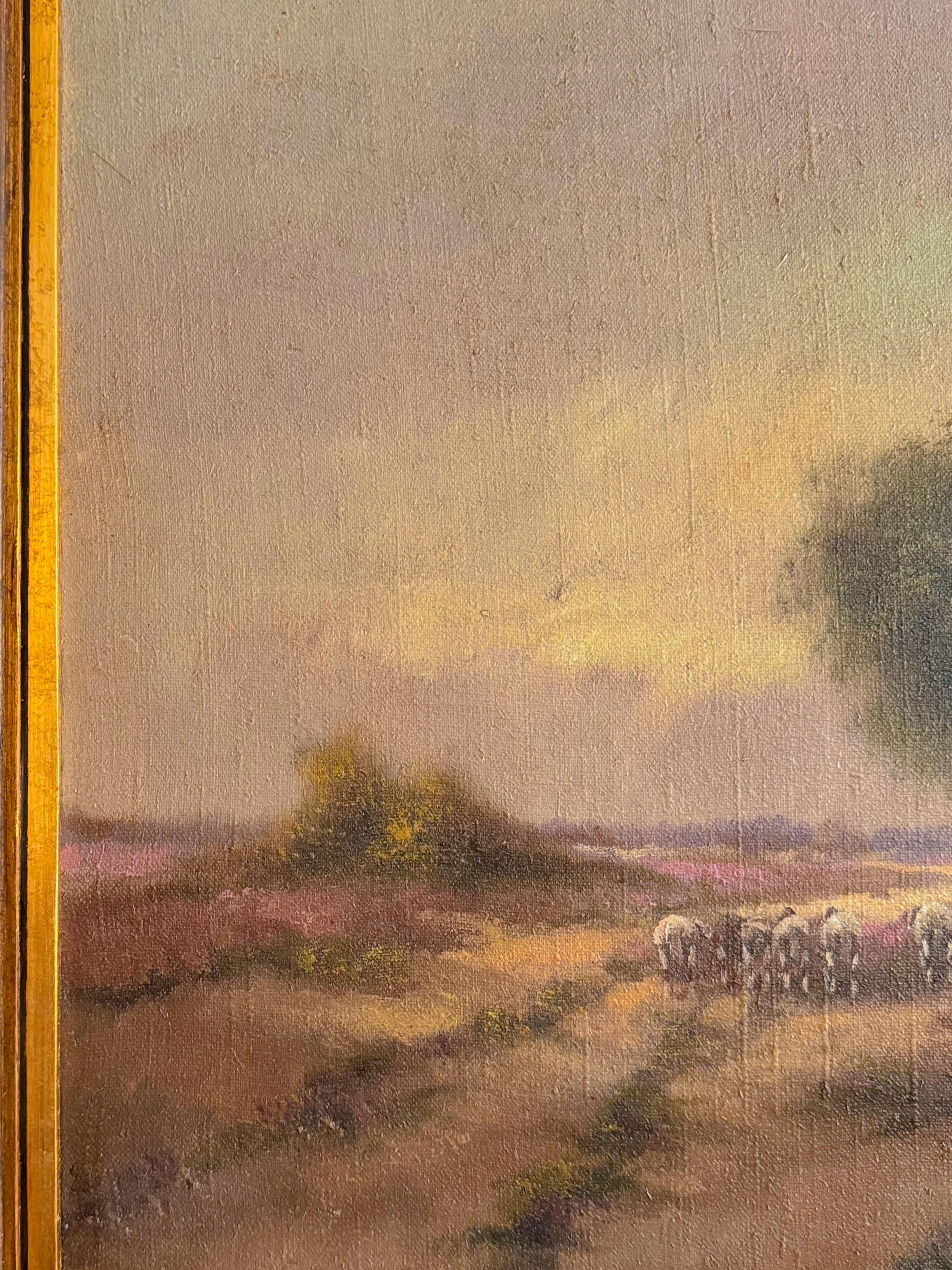 Rustikales Ölgemälde, Hay Cottage, Landschaftsssszene, 1900er Jahre (Leinwand) im Angebot