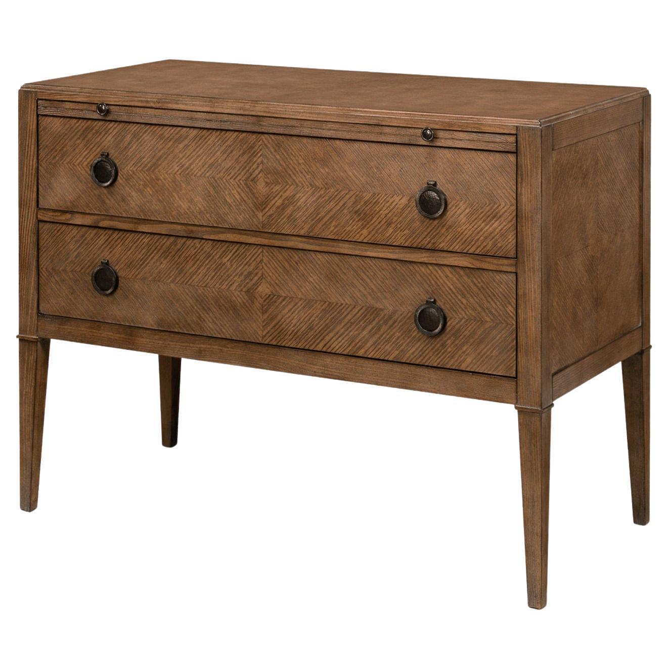 Rustic Herringbone Chest of Drawers For Sale