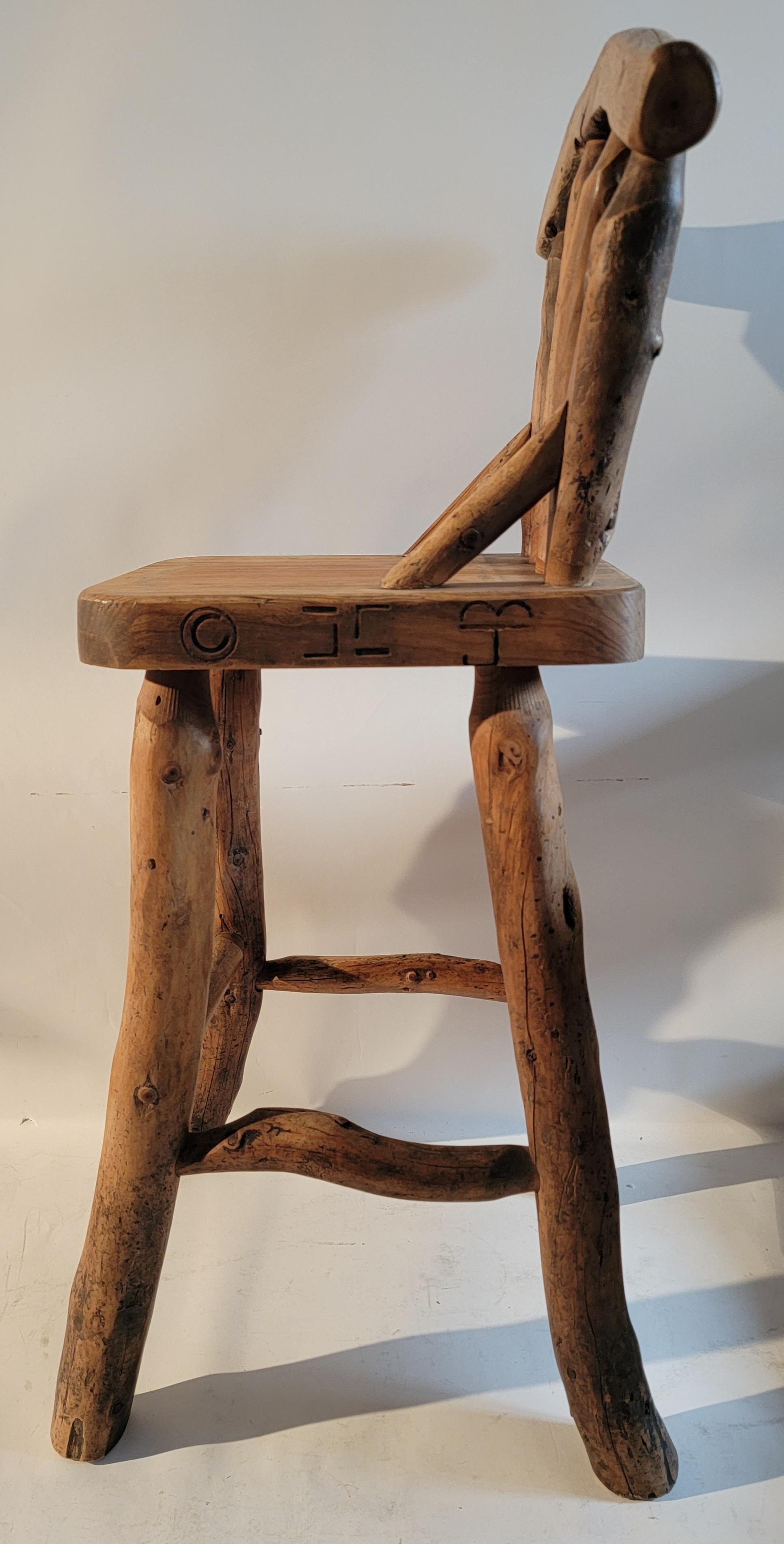 20th Century Rustic Hickory Bar Stools, Set of 3 For Sale