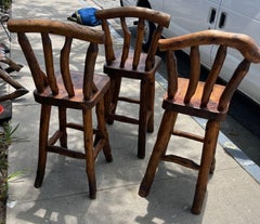 Rustic Hickory Bar Stools, Set of 3