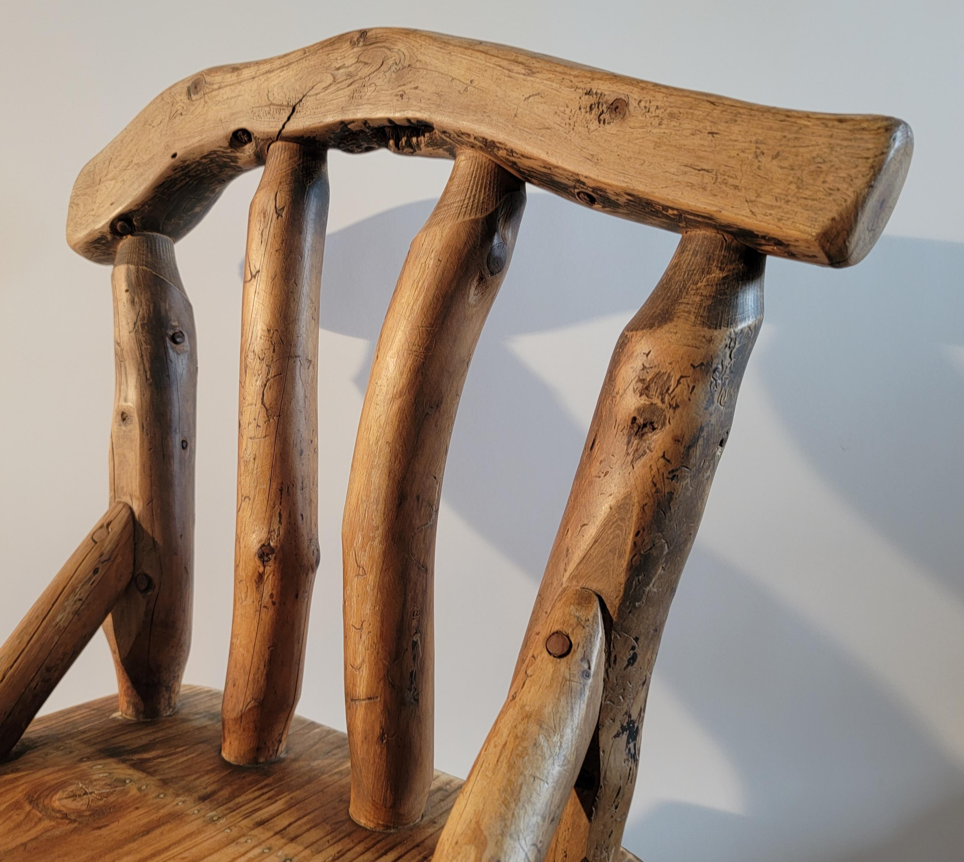 Rustic Hickory Bar Stools, Set of 3 In Good Condition For Sale In Los Angeles, CA