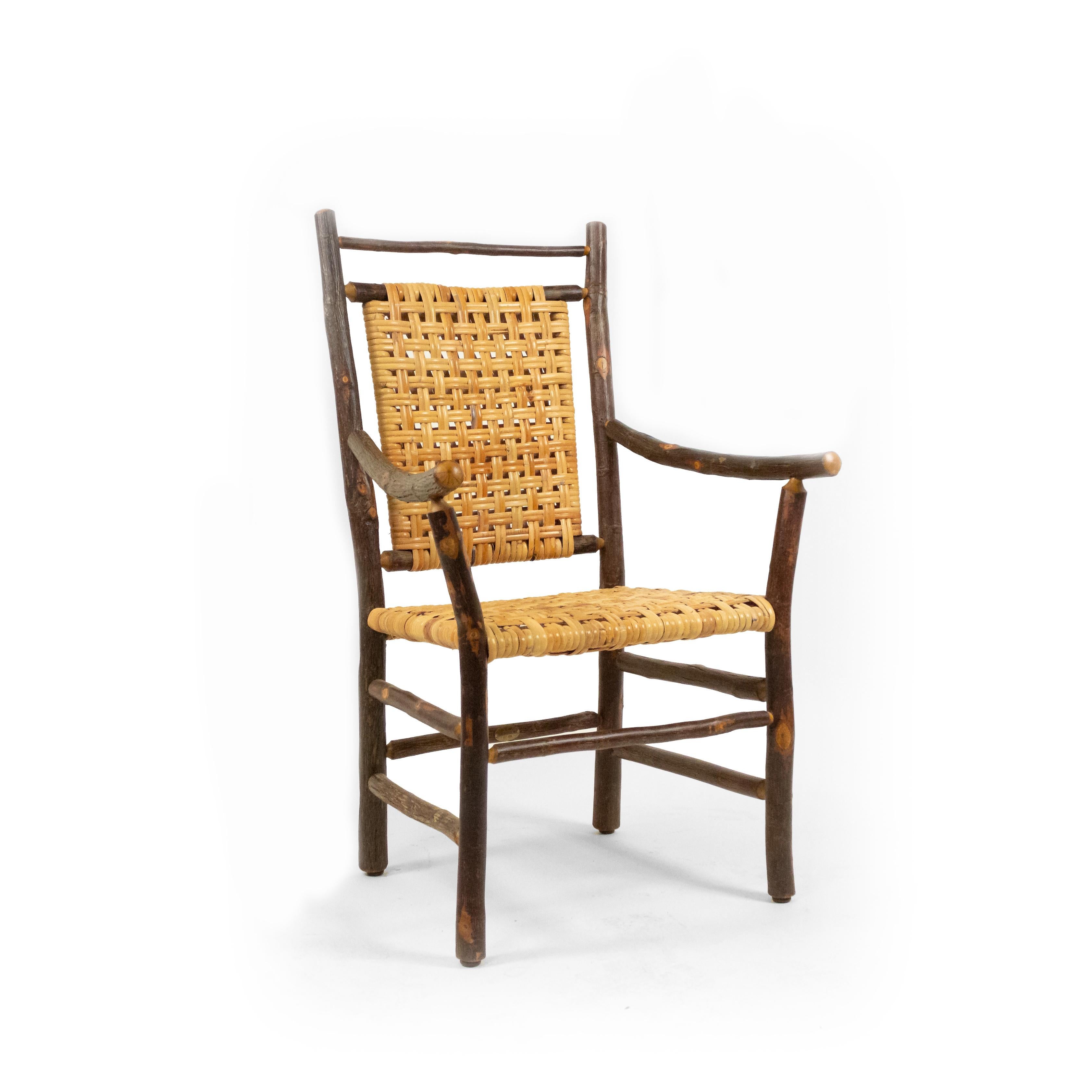 Cane Rustic Hickory Dining Armchairs