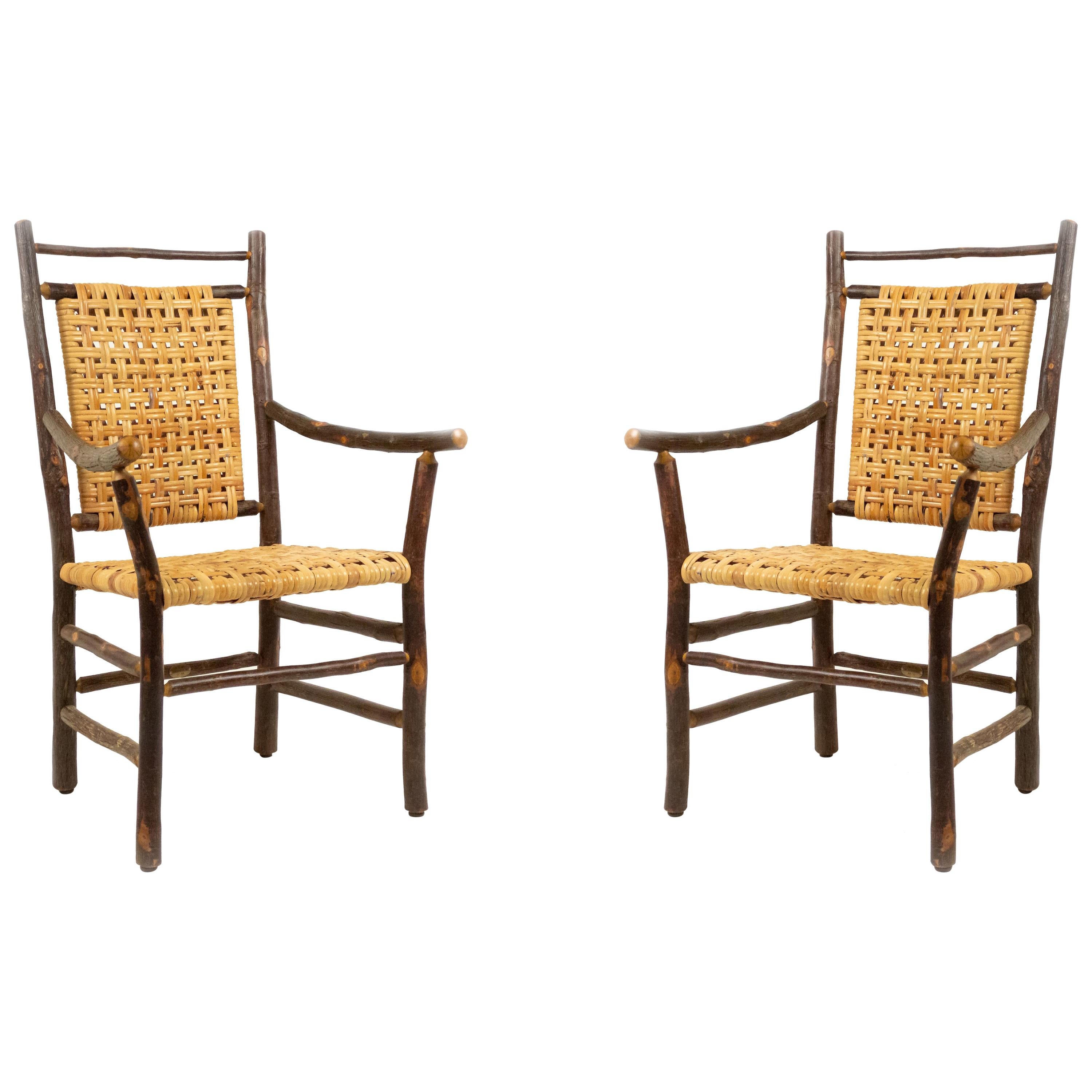 Rustic Hickory Dining Armchairs