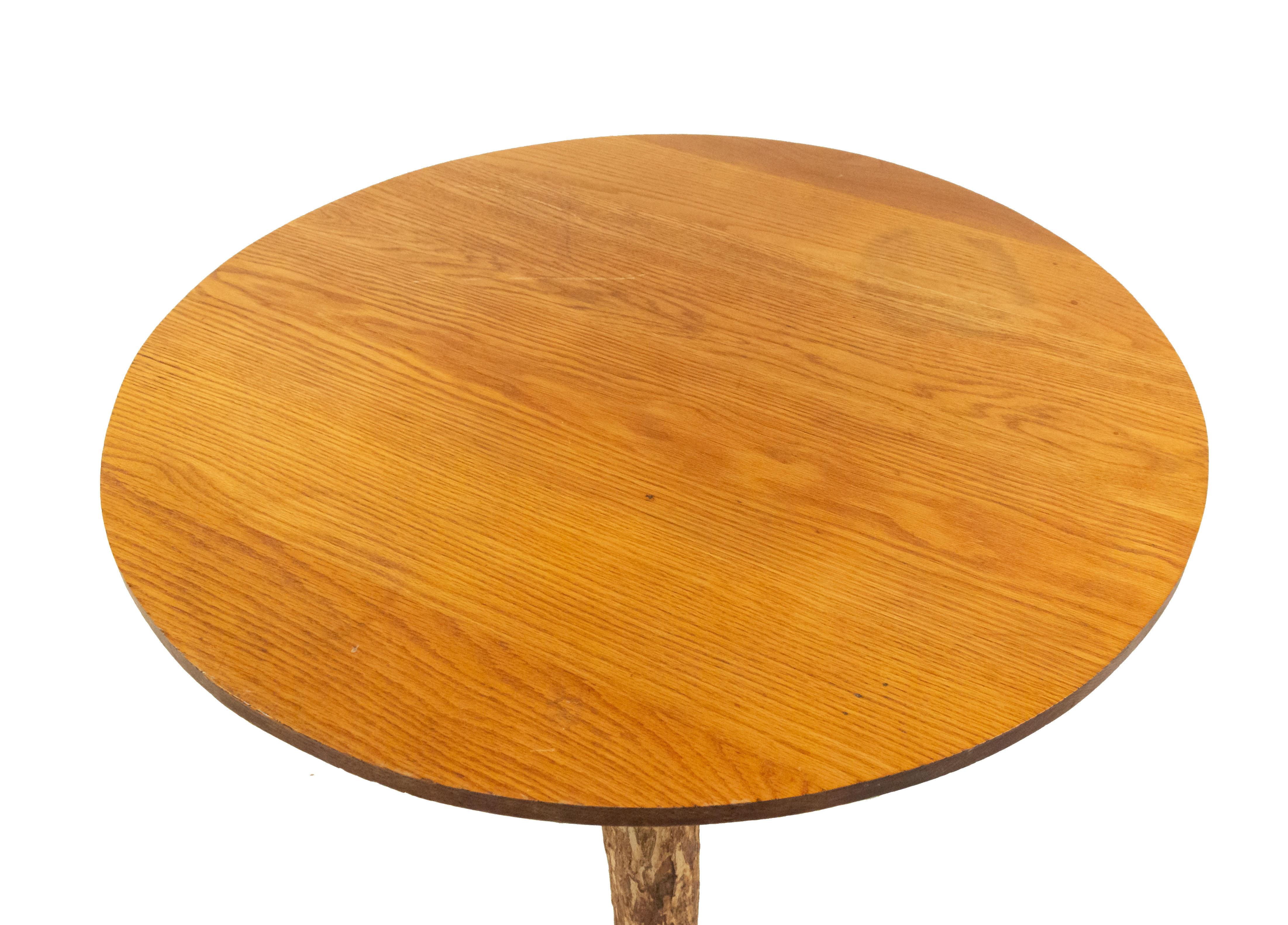 Rustic Hickory Small Round Cafe Table In Good Condition For Sale In New York, NY