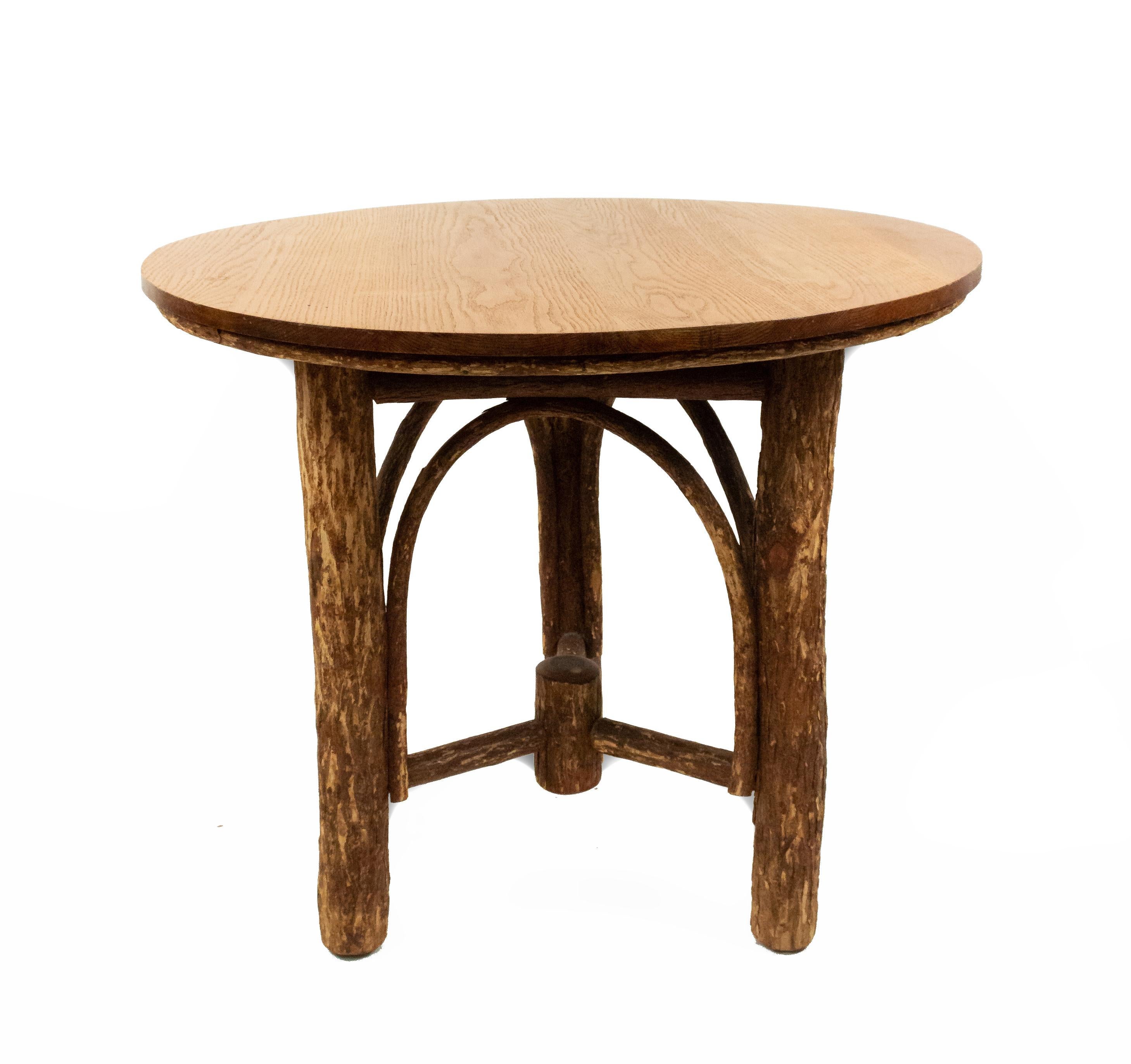 Rustic Hickory Small Round Cafe Table For Sale 2