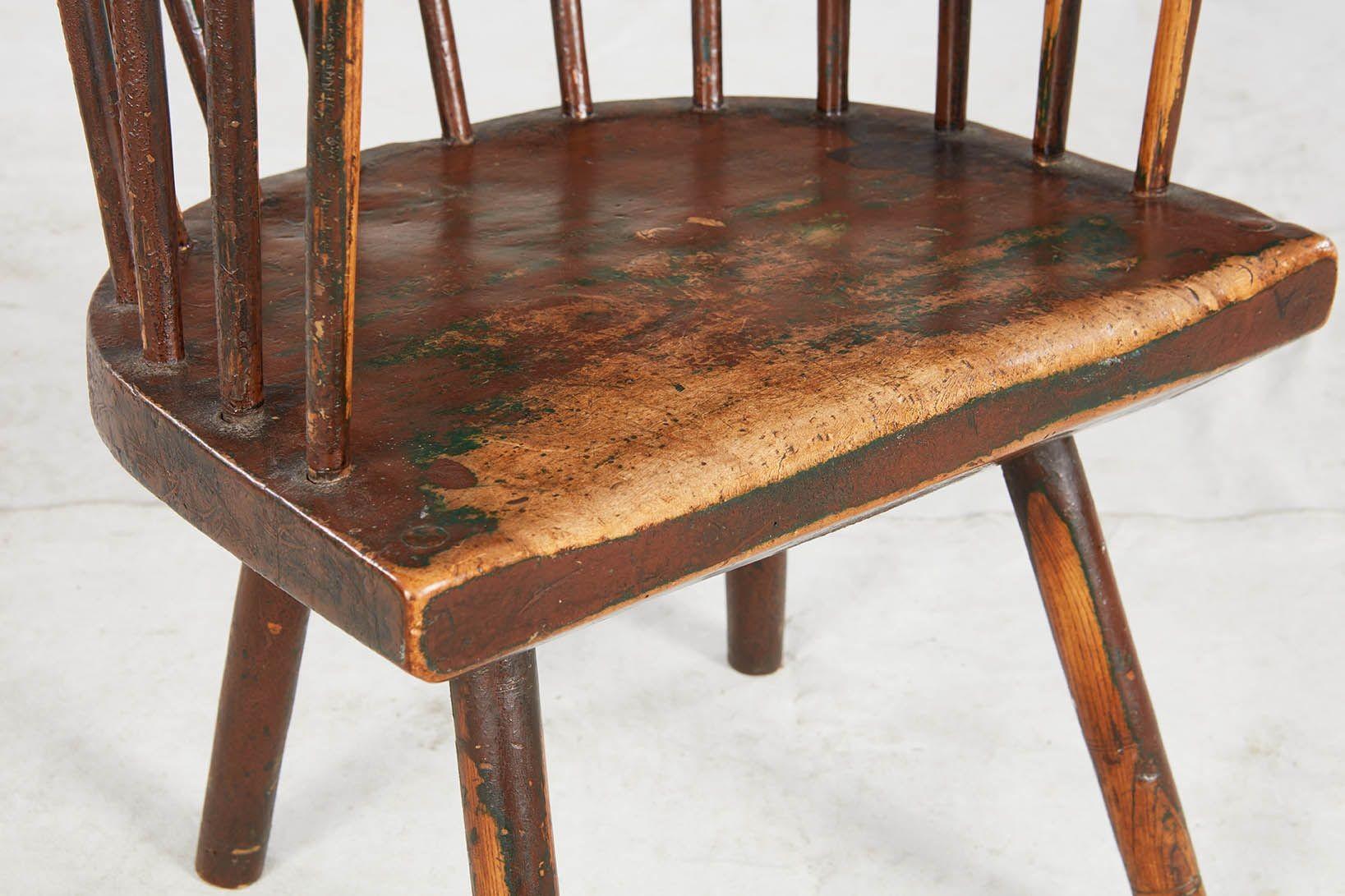 Poltrona Welsh Windsor con schienale a cerchio rustico in vendita 4
