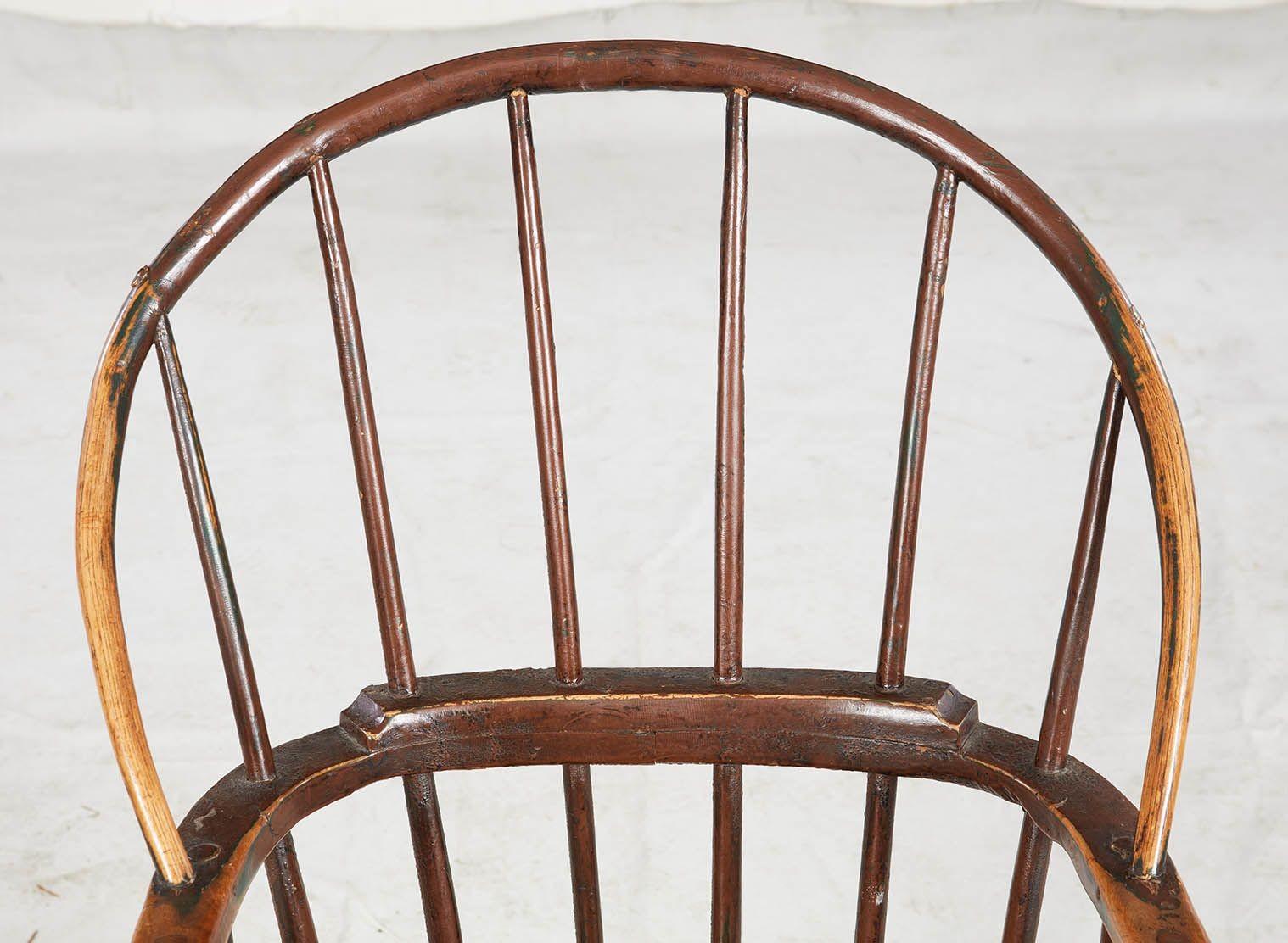 Poltrona Welsh Windsor con schienale a cerchio rustico in vendita 6