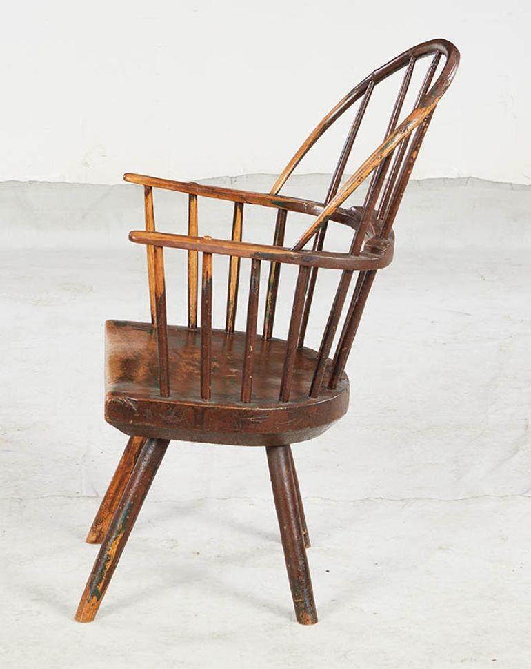 Gallese Poltrona Welsh Windsor con schienale a cerchio rustico in vendita