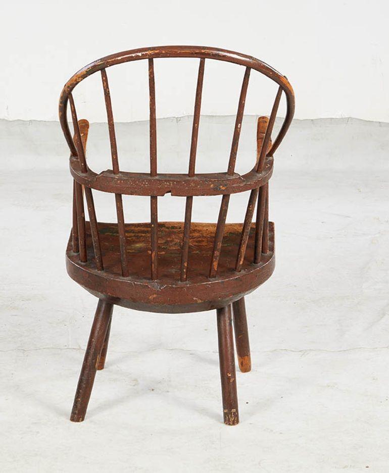 Inizio XIX secolo Poltrona Welsh Windsor con schienale a cerchio rustico in vendita