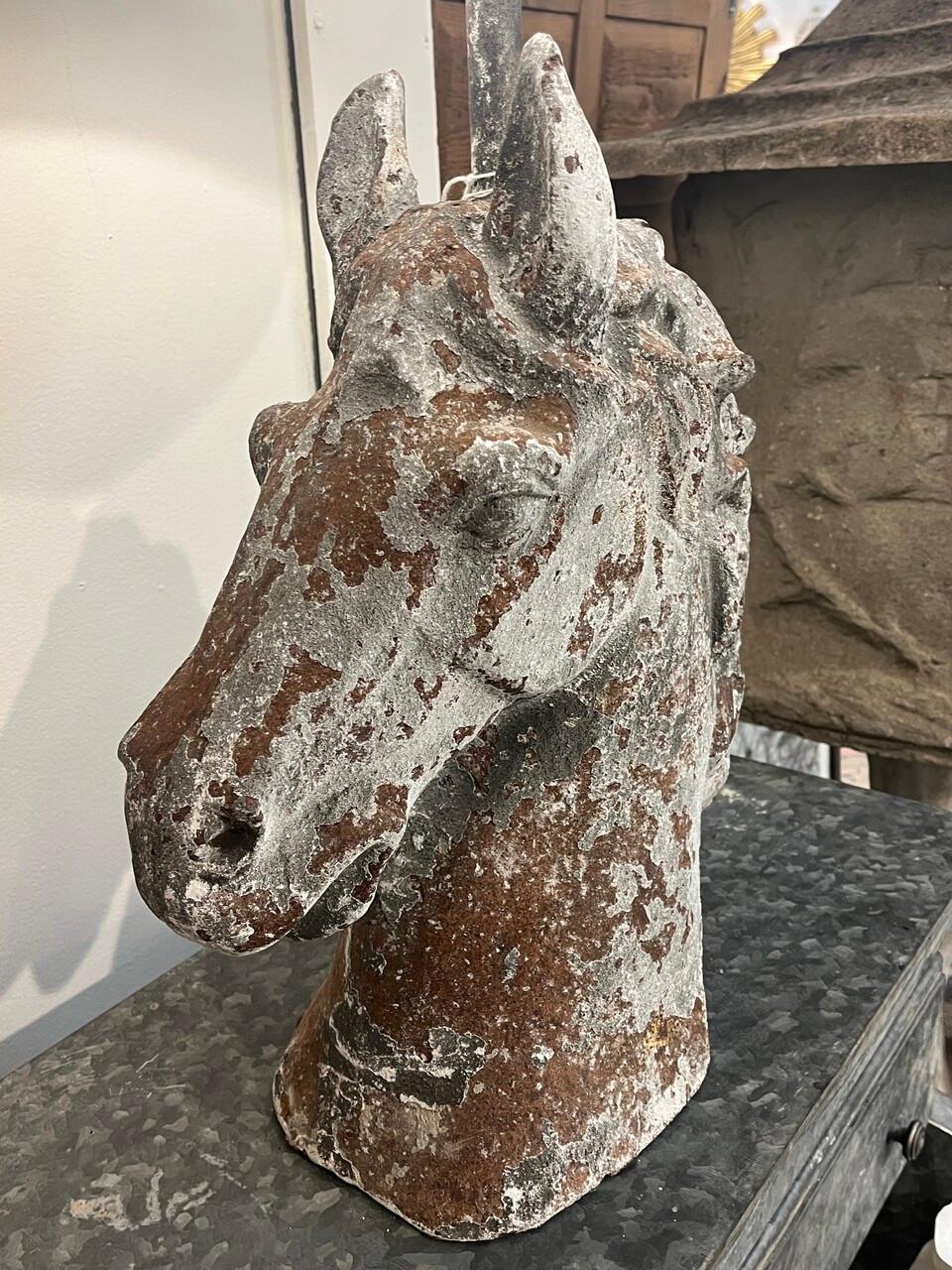 Rustic Horse Head Table Lamp. Newly rewired with new Shade
