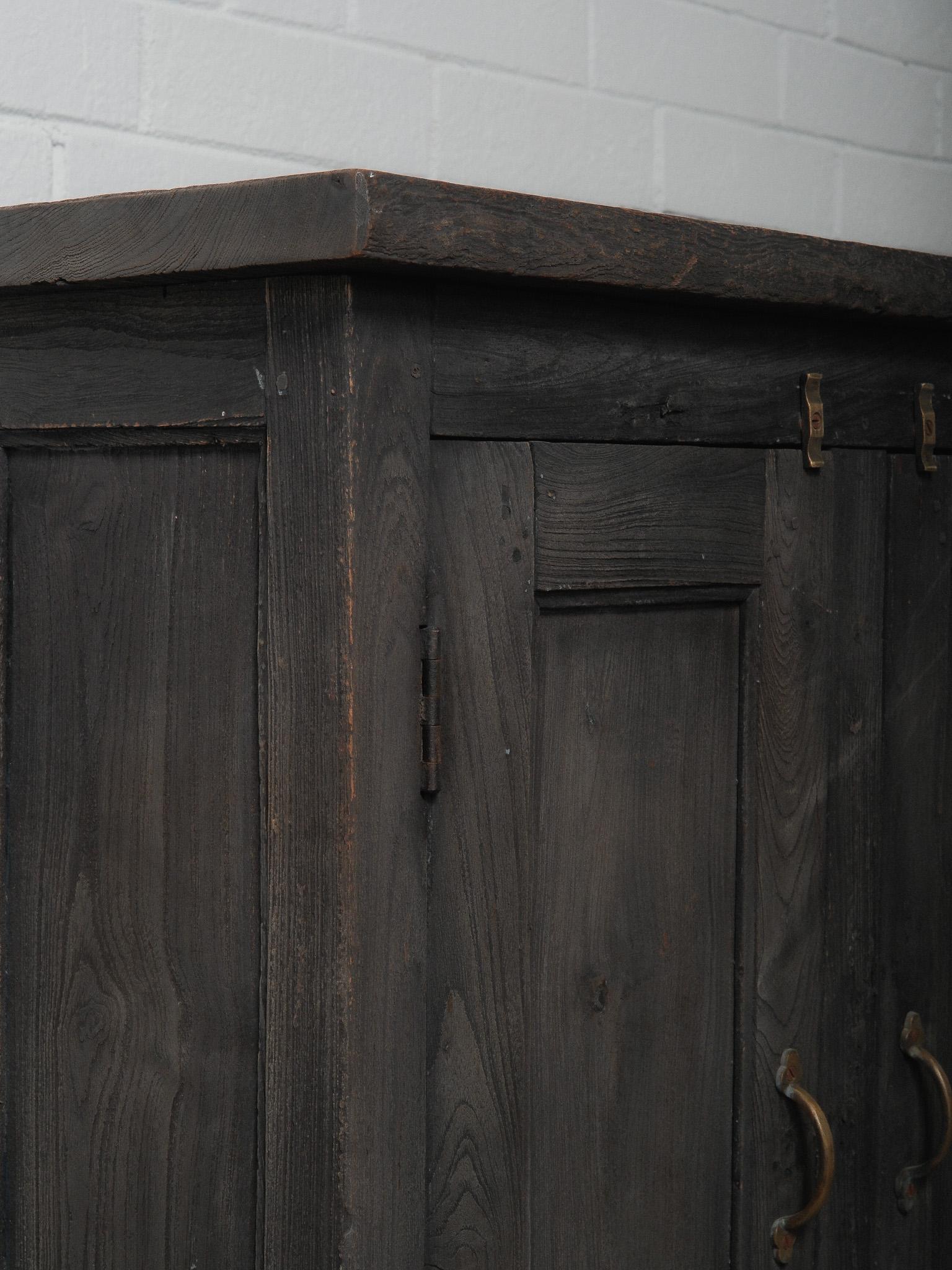 Rustic Indian Hand-Crafted Charred Wood Sideboard in vendita 1