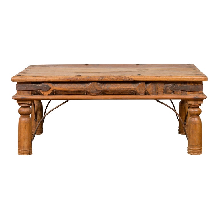 Rustic Indian Sheesham Wood Coffee Table with Nailhead Design and Baluster  Legs For Sale at 1stDibs | indian coffee table, indian wood coffee table,  sheesham coffee table