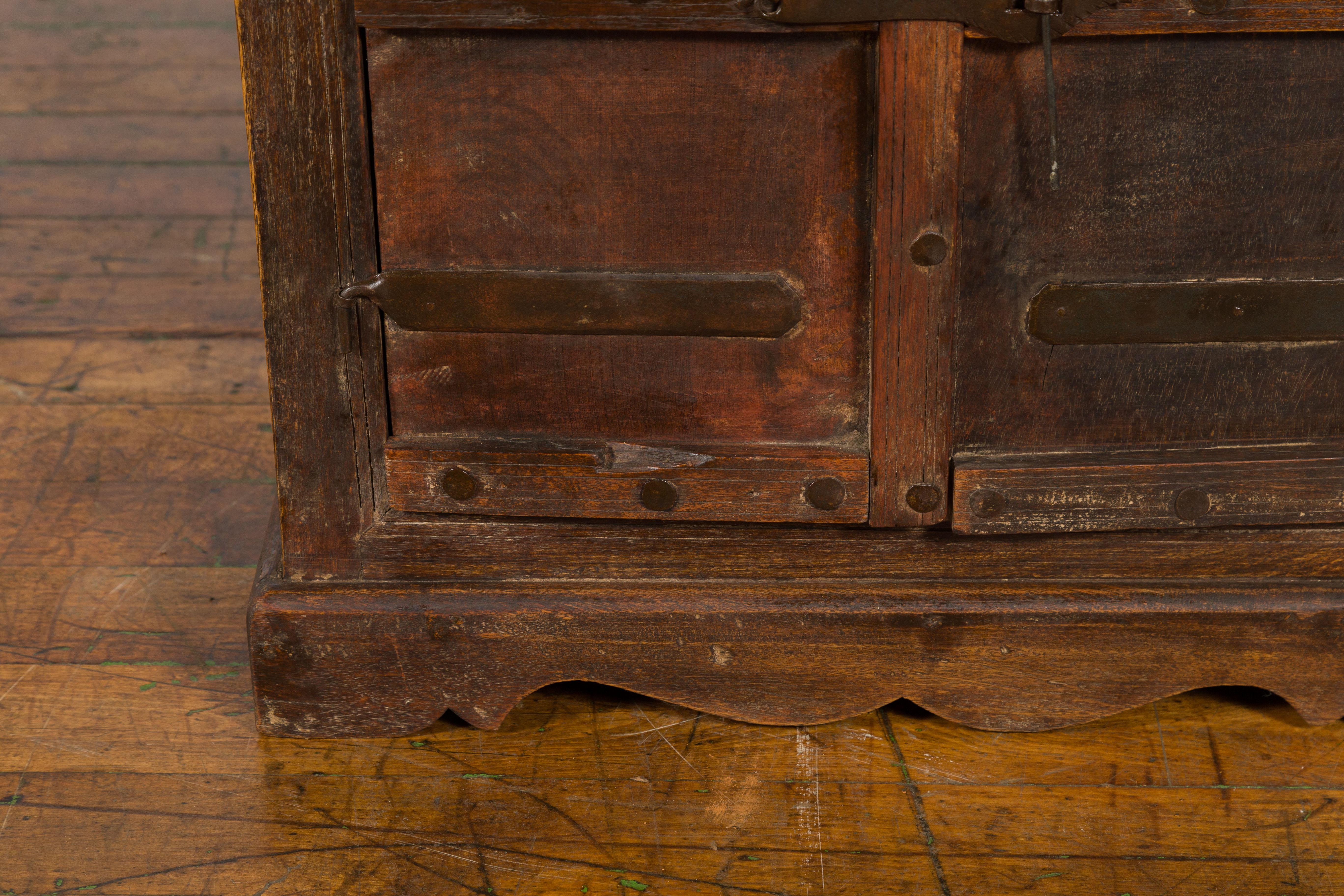 Rustic Indian Vintage Sheesham Small Cabinet with Iron Hardware Dark Patina 5