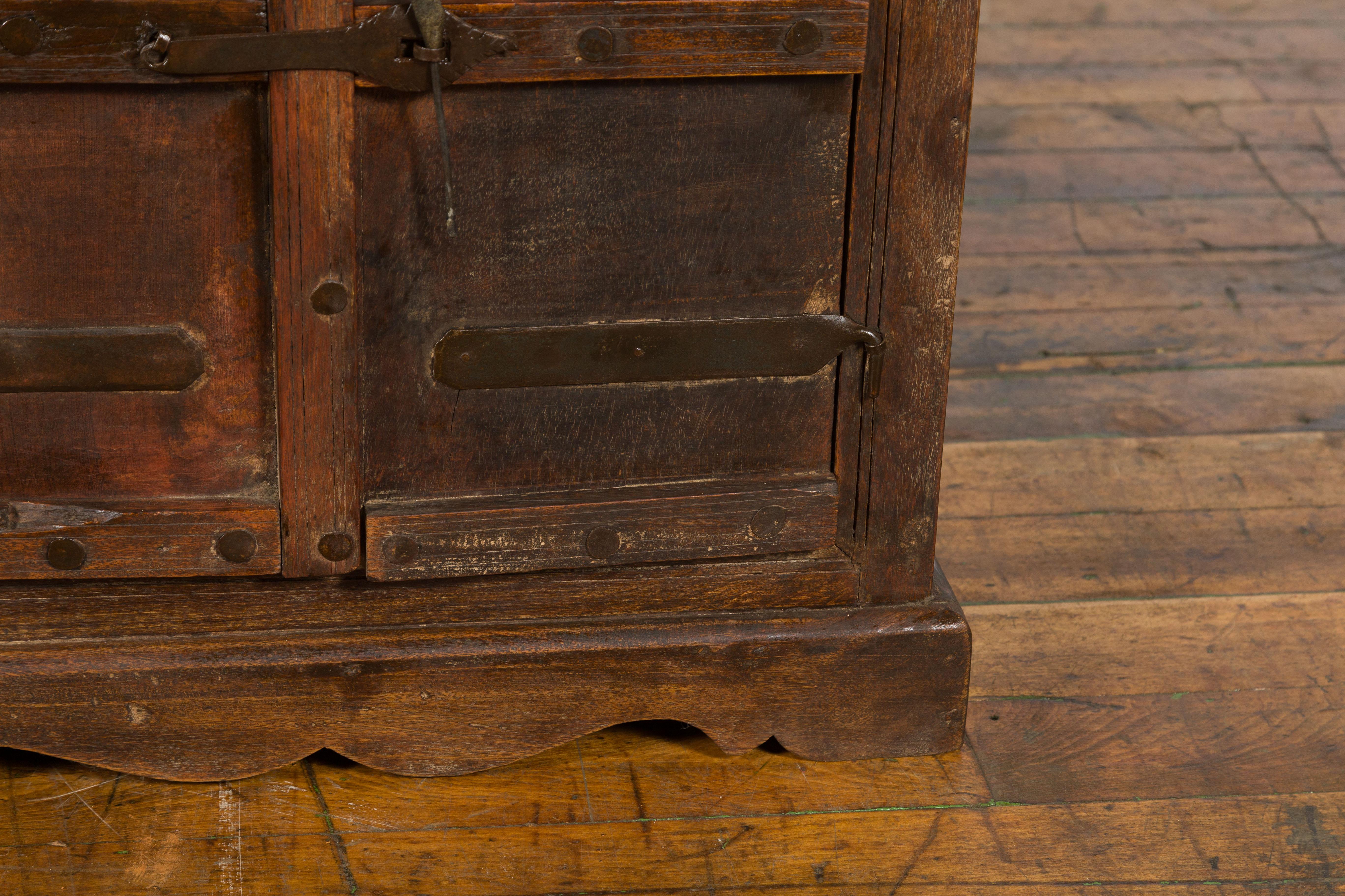 Rustic Indian Vintage Sheesham Small Cabinet with Iron Hardware Dark Patina 6