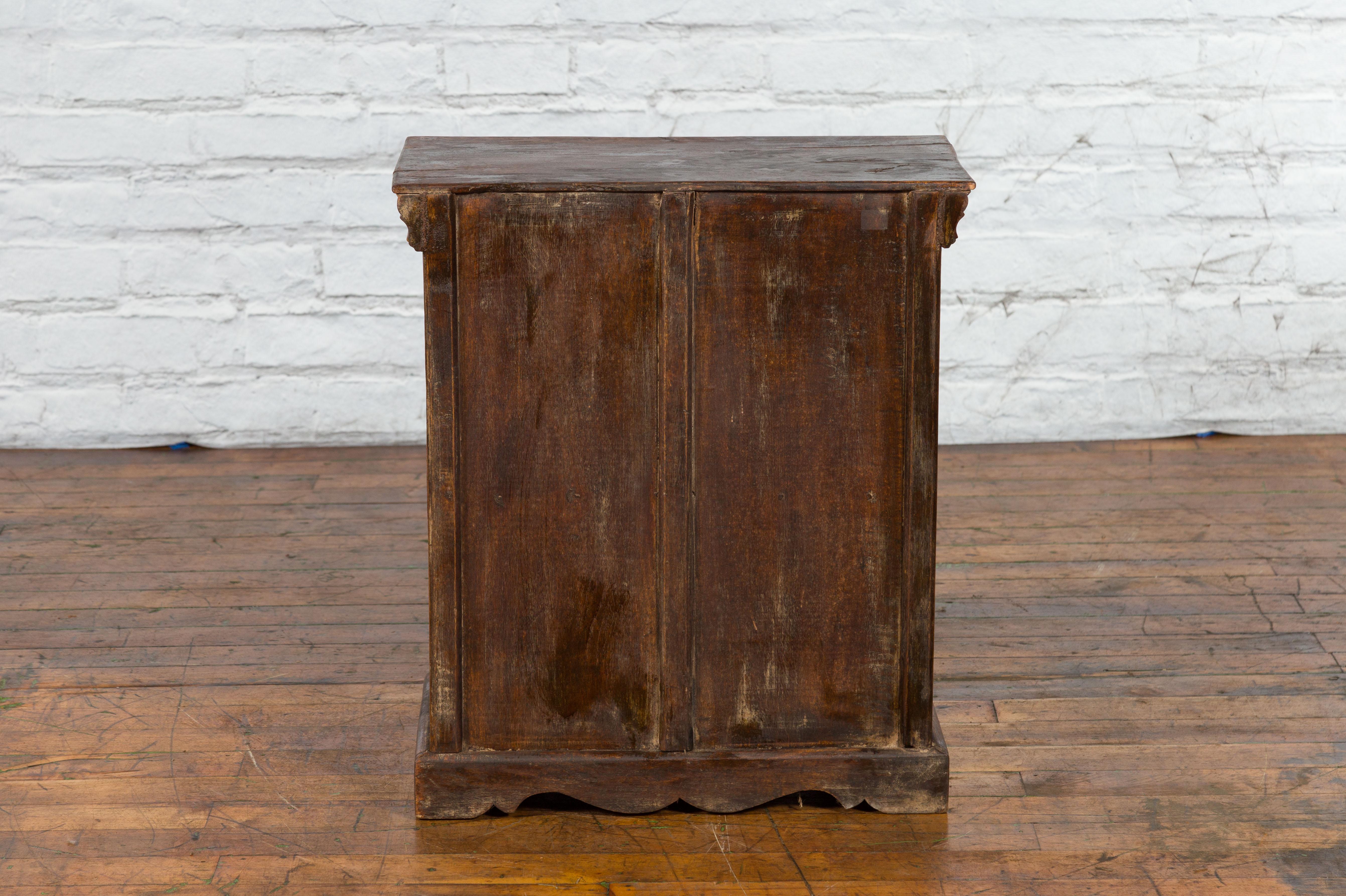 Rustic Indian Vintage Sheesham Small Cabinet with Iron Hardware Dark Patina 10