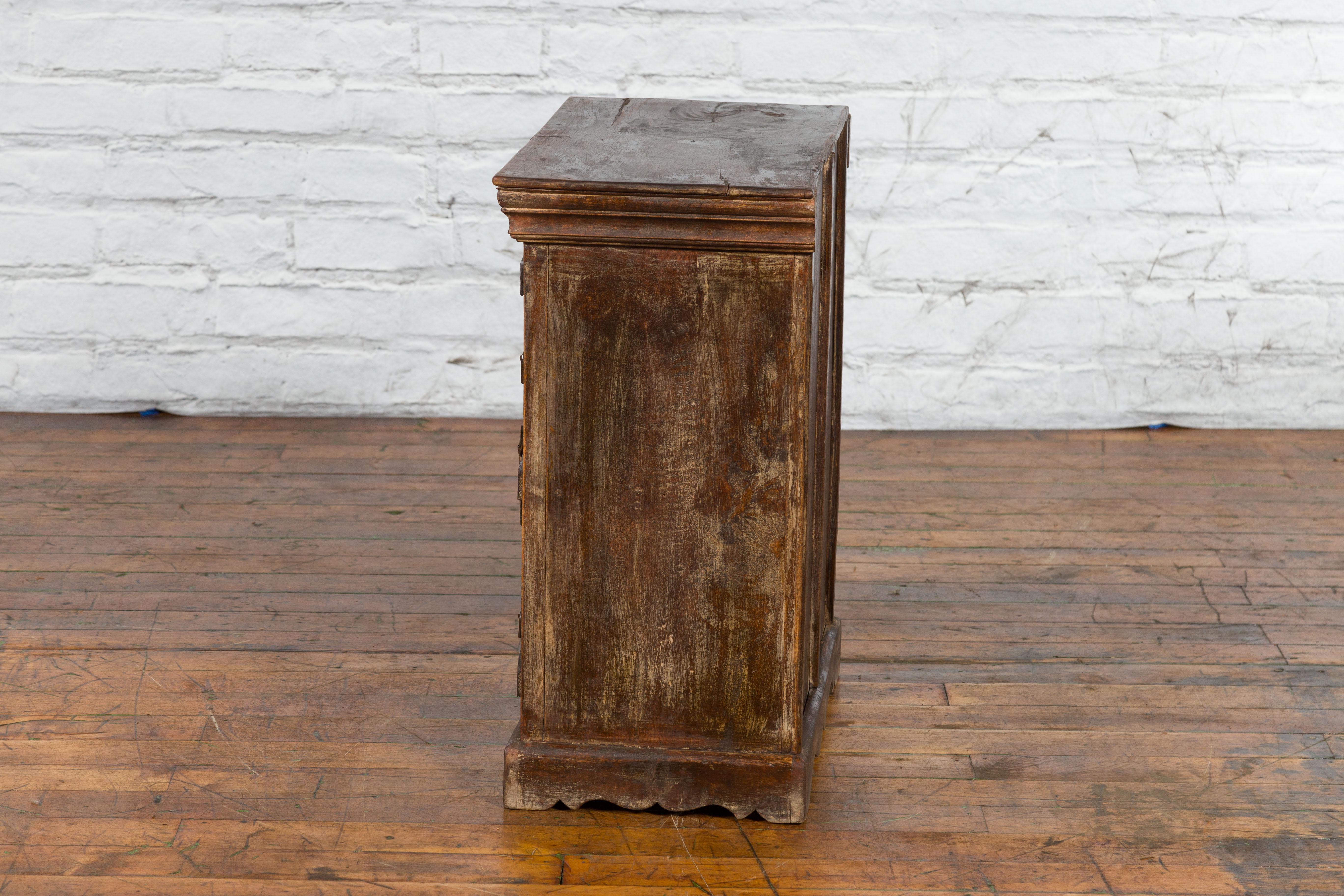 Rustic Indian Vintage Sheesham Small Cabinet with Iron Hardware Dark Patina 11
