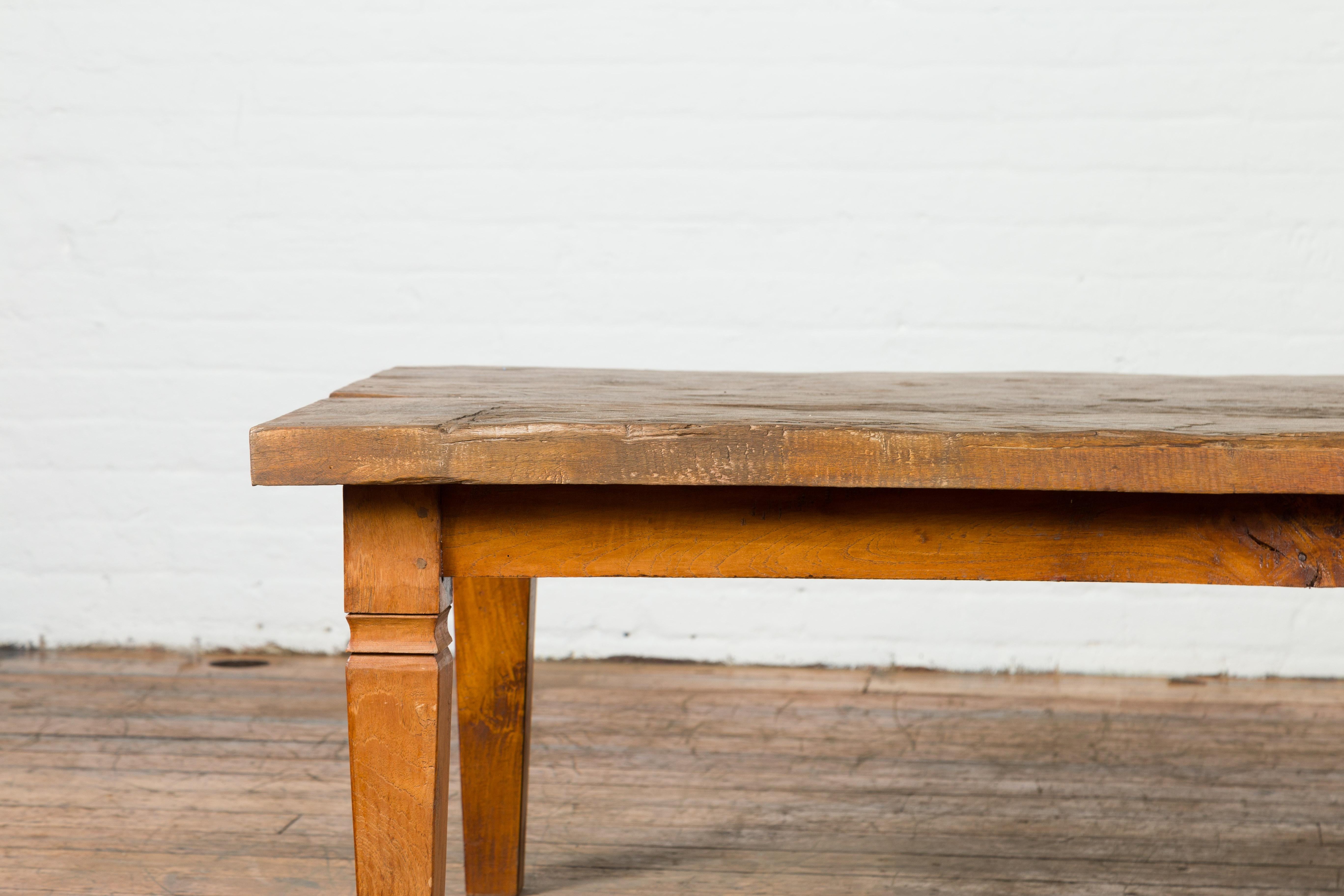 Rustic Indonesian 19th Century Coffee Table Made from a Slab of Wood For Sale 3