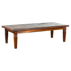 Rustic Indonesian 19th Century Coffee Table with Tapered Legs