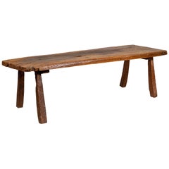 Rustic Indonesian Antique Wooden Bench with Weathered Appearance