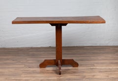 Rustic Console Table with Single Plank Top and Quadripod Base Early 20th Century