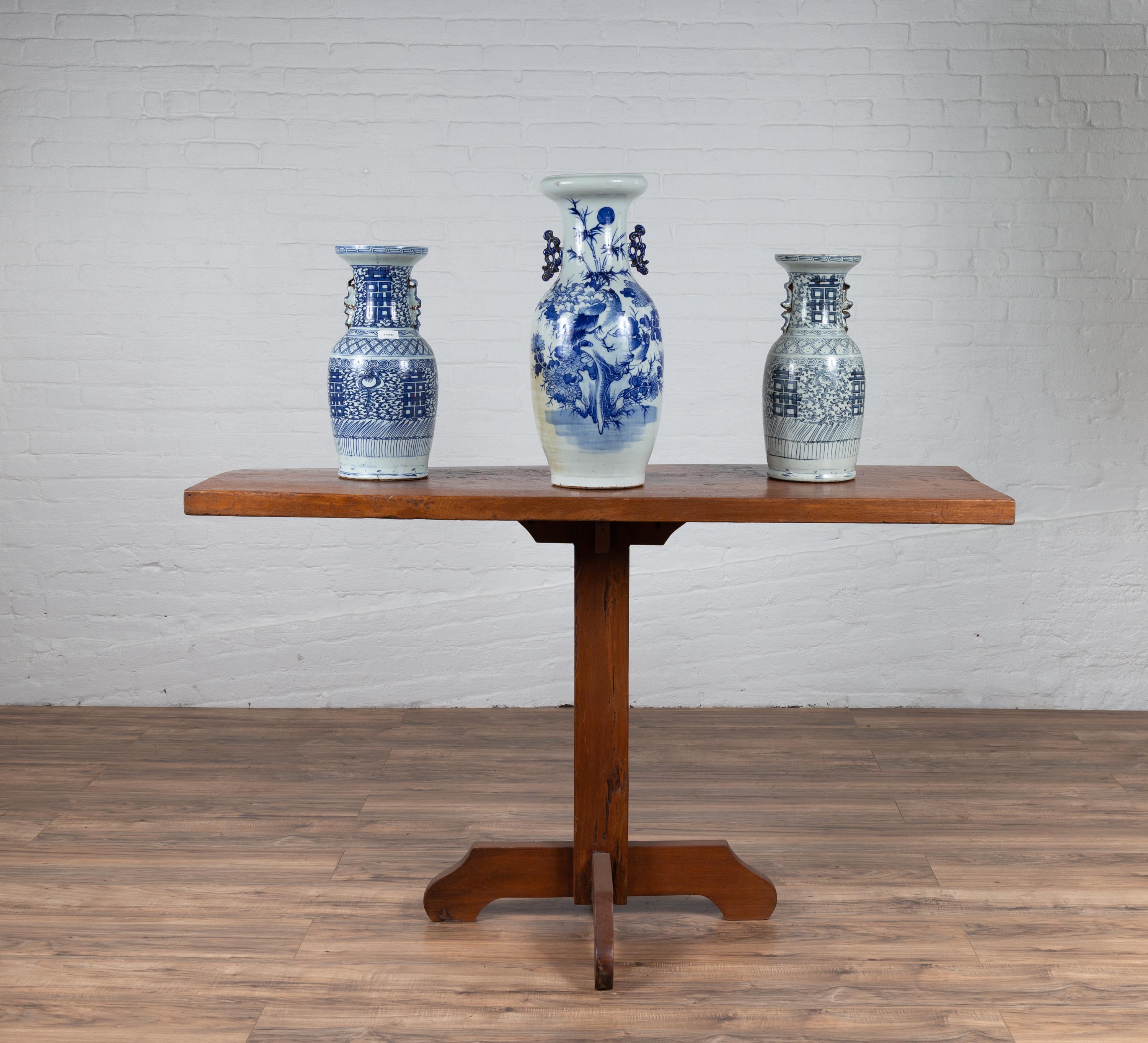 single pedestal console table