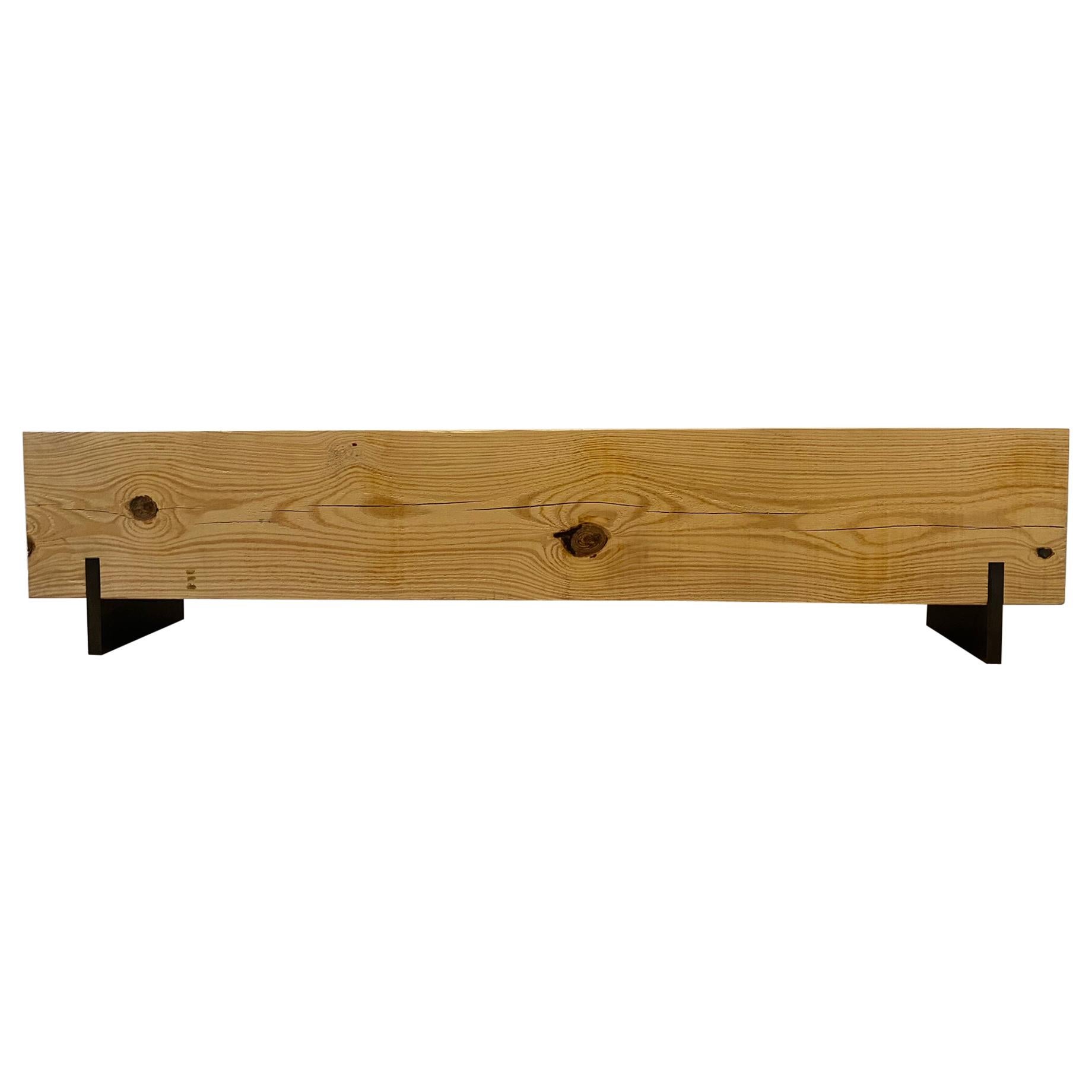 Rustic Indoor / Outdoor Large Reclaimed Wood Bench Pine and Steel