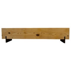 Rustic Indoor / Outdoor Large Reclaimed Wood Bench Pine and Steel