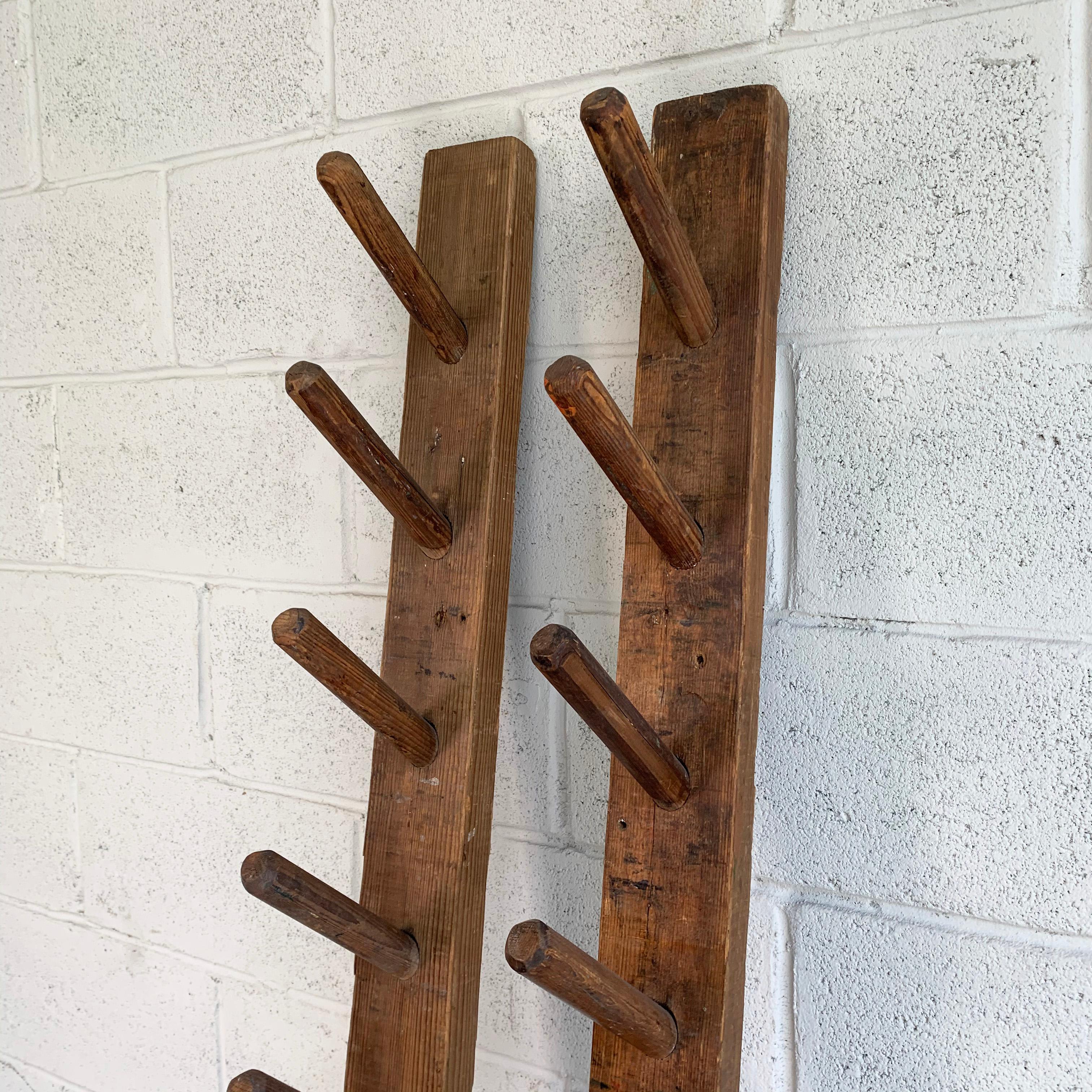 Rustic Industrial Pegged Pine Wall Racks In Good Condition In Brooklyn, NY